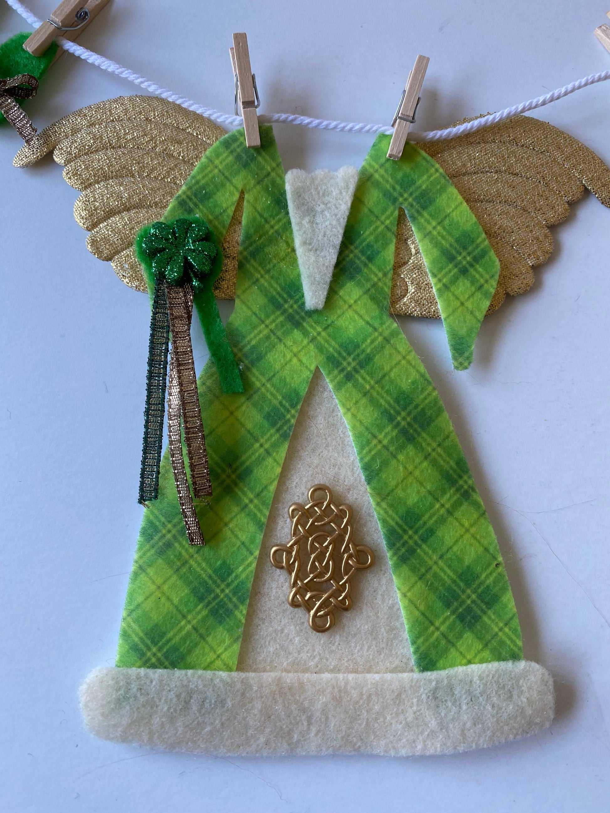 Irish Angel Miniature Felt Clothesline Banner St. Patrick’s Day Garland Fairy Bunting Wall Hanging Decoration