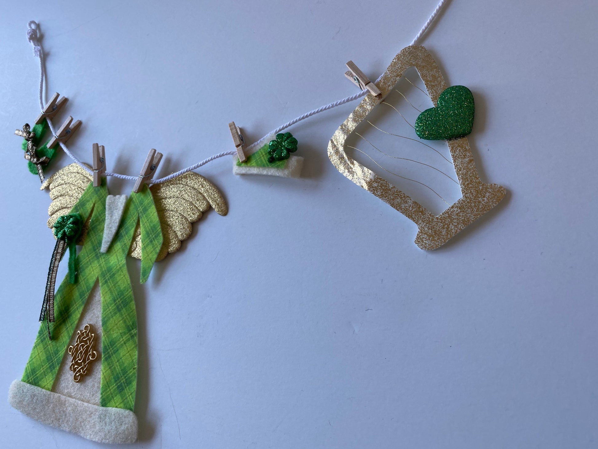 Irish Angel Miniature Felt Clothesline Banner St. Patrick’s Day Garland Fairy Bunting Wall Hanging Decoration