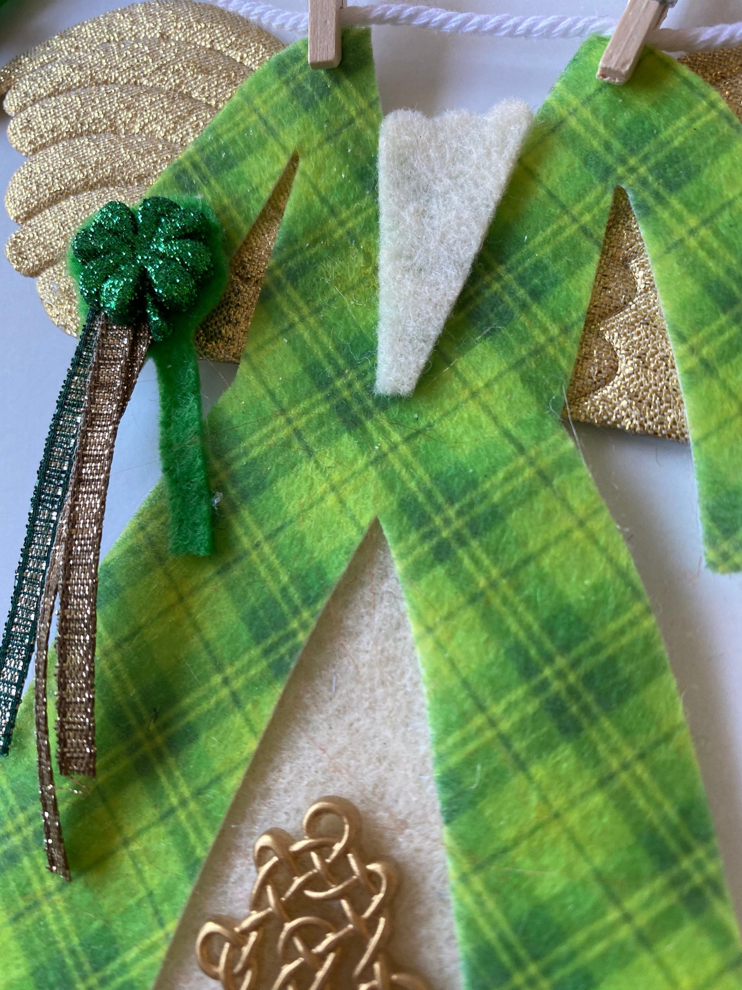 Irish Angel Miniature Felt Clothesline Banner St. Patrick’s Day Garland Fairy Bunting Wall Hanging Decoration