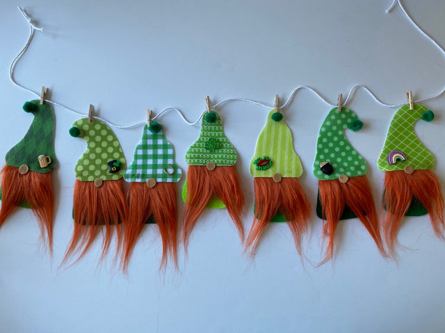 St. Patrick’s Day Gnome Felt Miniature Banner Garland Bunting Wall Hanging Decoration