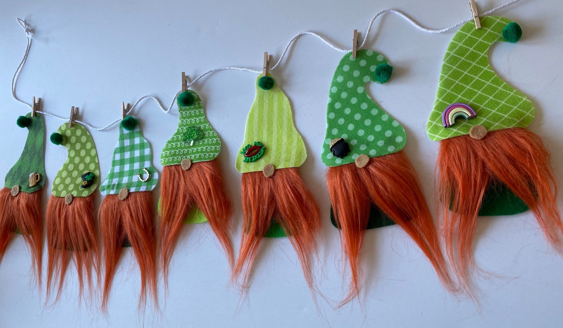 St. Patrick’s Day Gnome Felt Miniature Banner Garland Bunting Wall Hanging Decoration