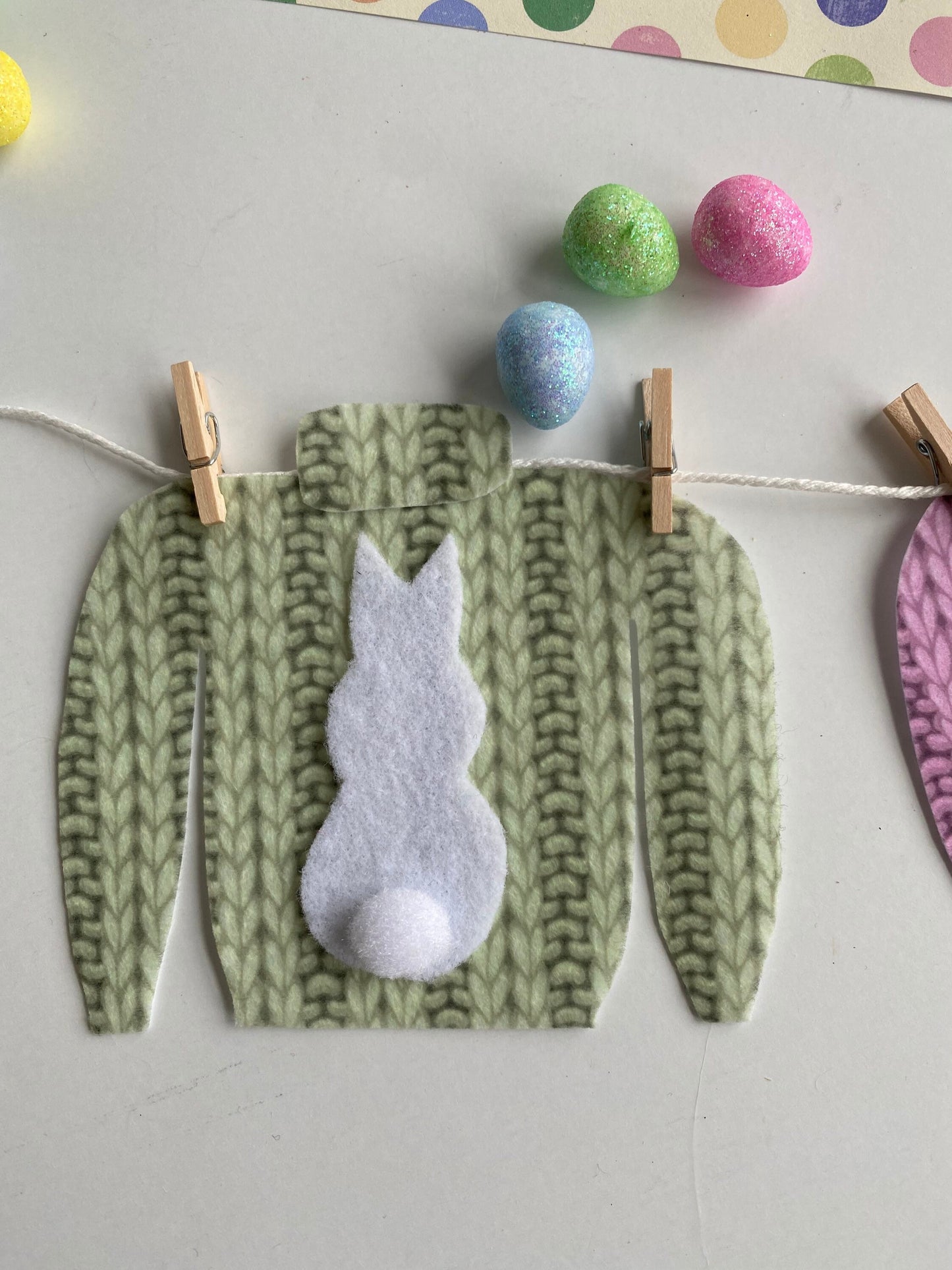 Ugly Easter Sweater Miniature Felt Clothesline Banner Garland Bunting Wall Hanging Decoration for spring