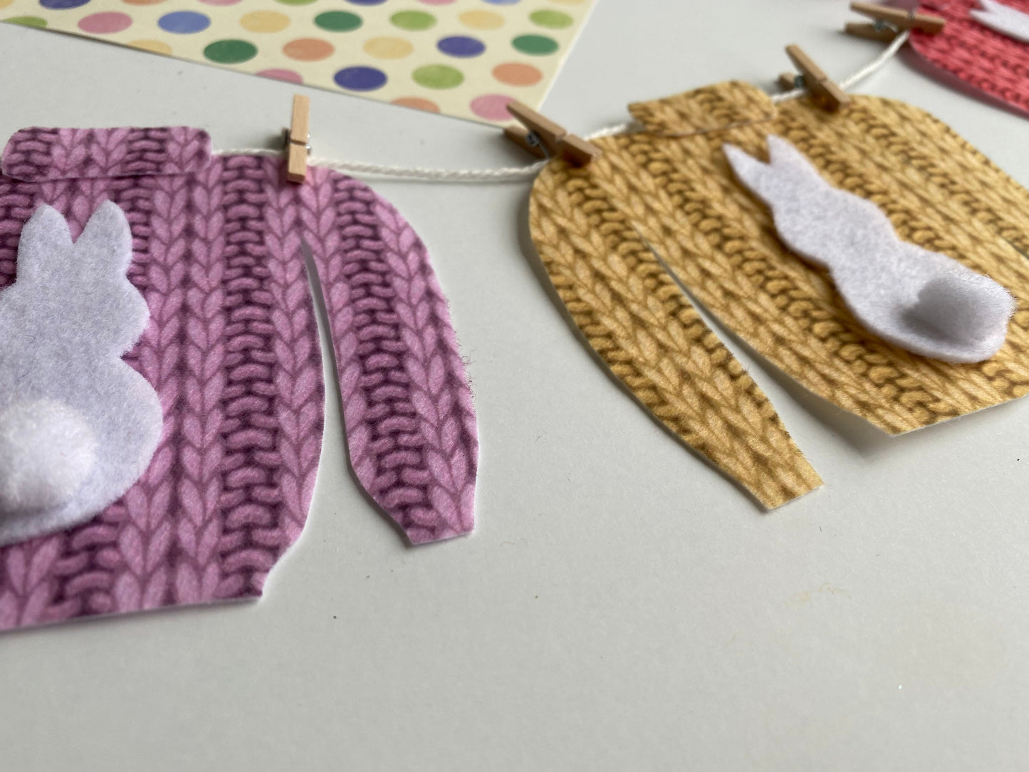 Ugly Easter Sweater Miniature Felt Clothesline Banner Garland Bunting Wall Hanging Decoration for spring