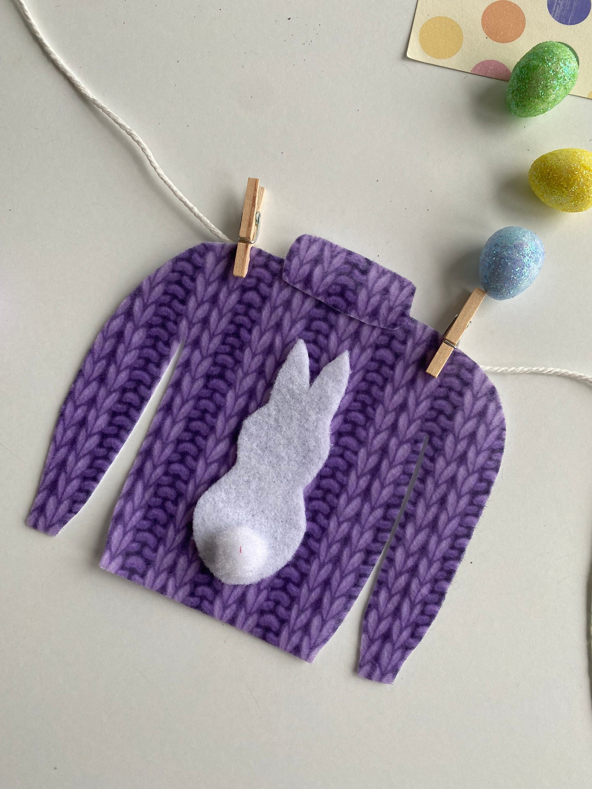 Ugly Easter Sweater Miniature Felt Clothesline Banner Garland Bunting Wall Hanging Decoration for spring