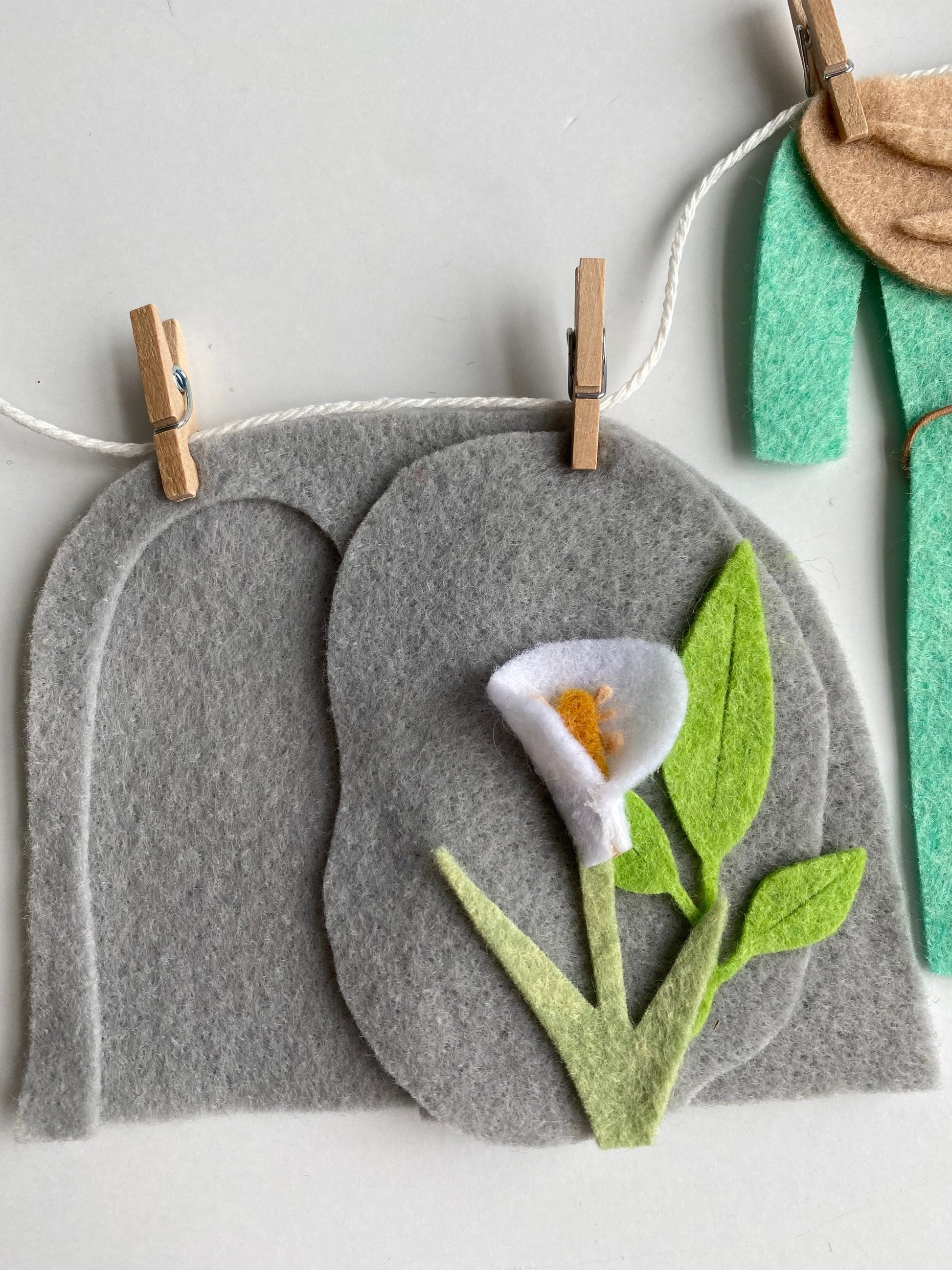 The Easter Story Nativity Clothesline Banner Miniature Felt Garland Bunting Wall Hanging Decoration