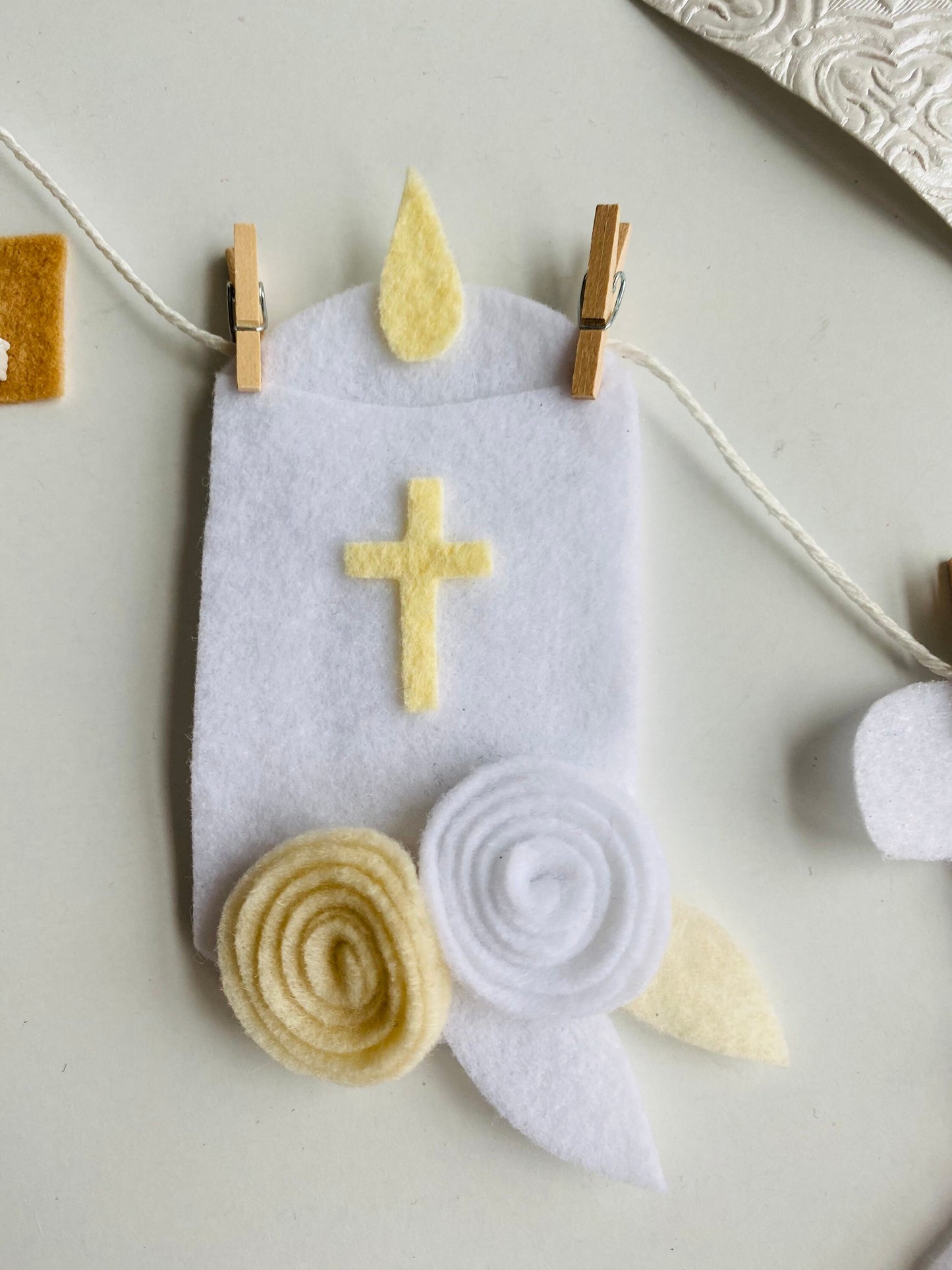 First Communion Banner Confirmation Garland Baptism Bunting Baby Dedication Wall Hanging Decoration for Celebration