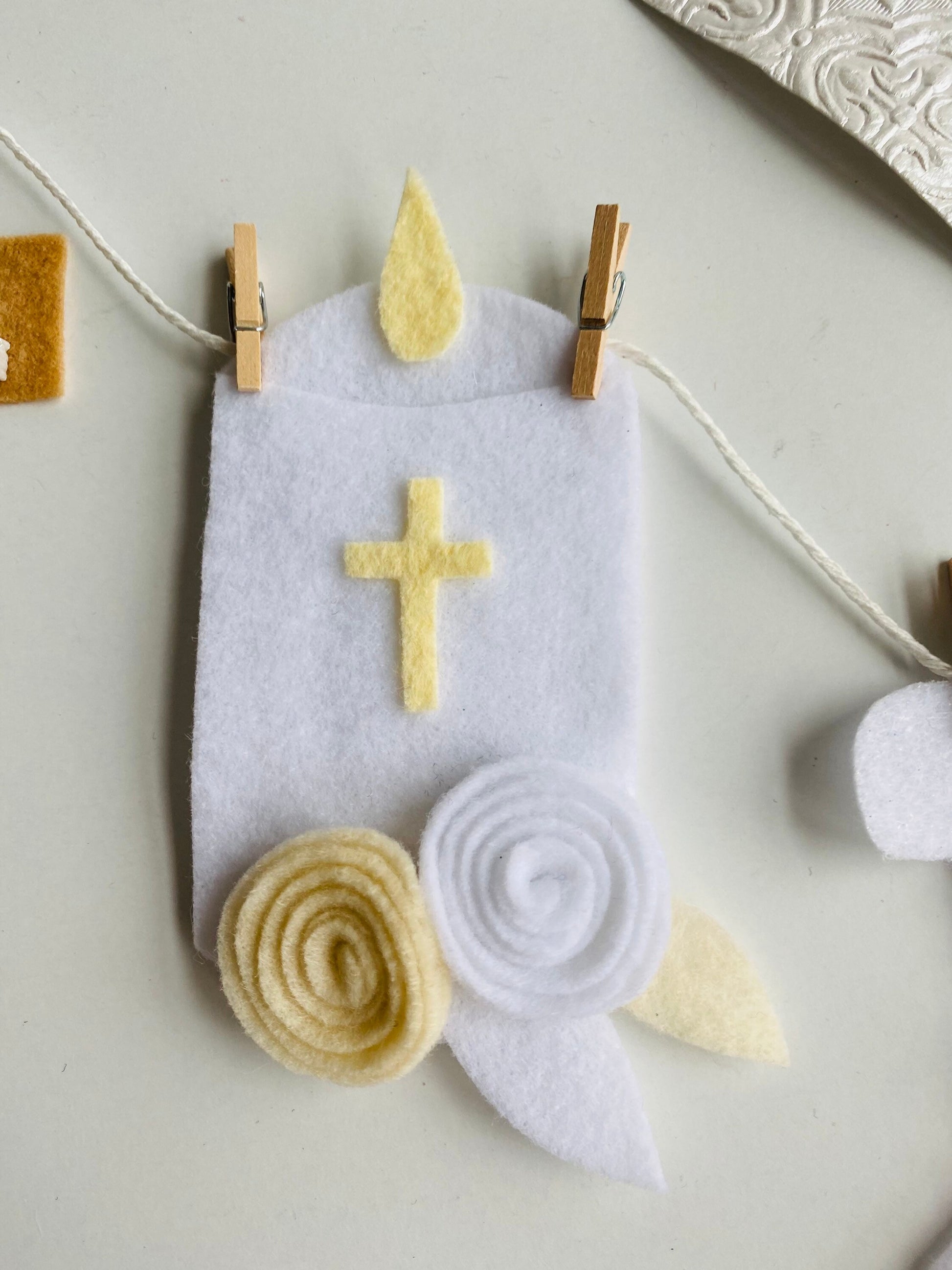 First Communion Banner Confirmation Garland Baptism Bunting Baby Dedication Wall Hanging Decoration for Celebration