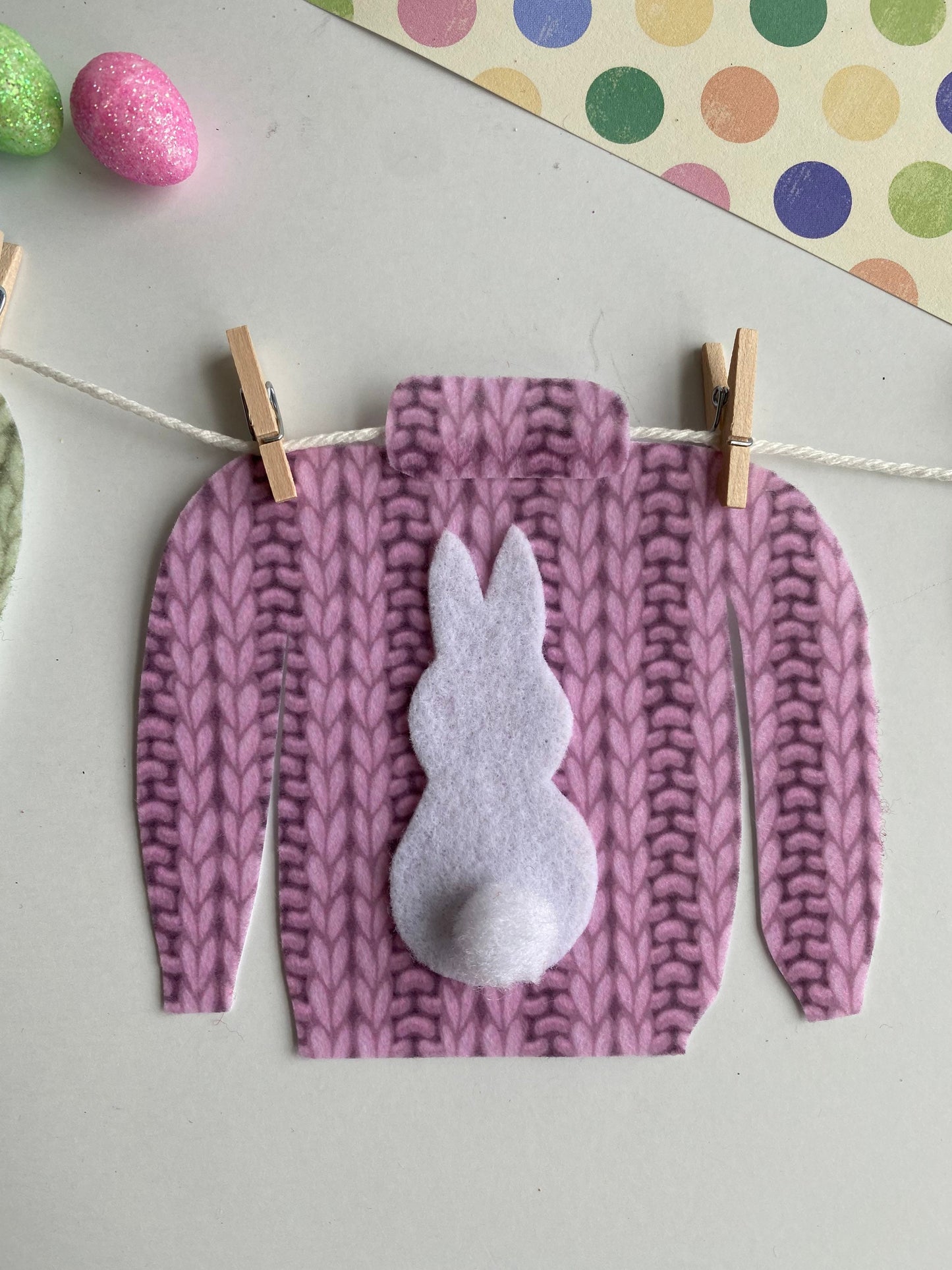 Ugly Easter Sweater Miniature Felt Clothesline Banner Garland Bunting Wall Hanging Decoration for spring