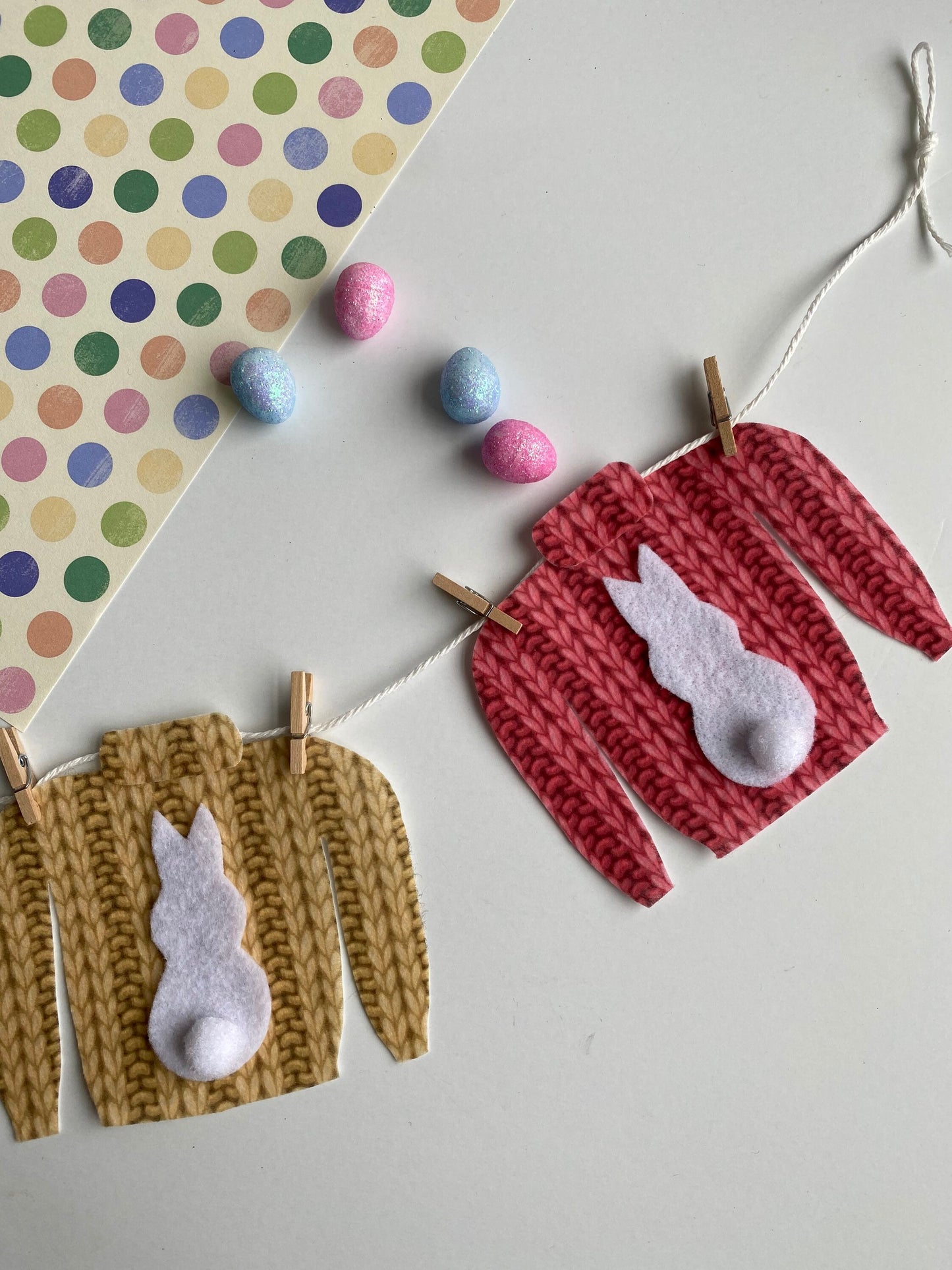 Ugly Easter Sweater Miniature Felt Clothesline Banner Garland Bunting Wall Hanging Decoration for spring