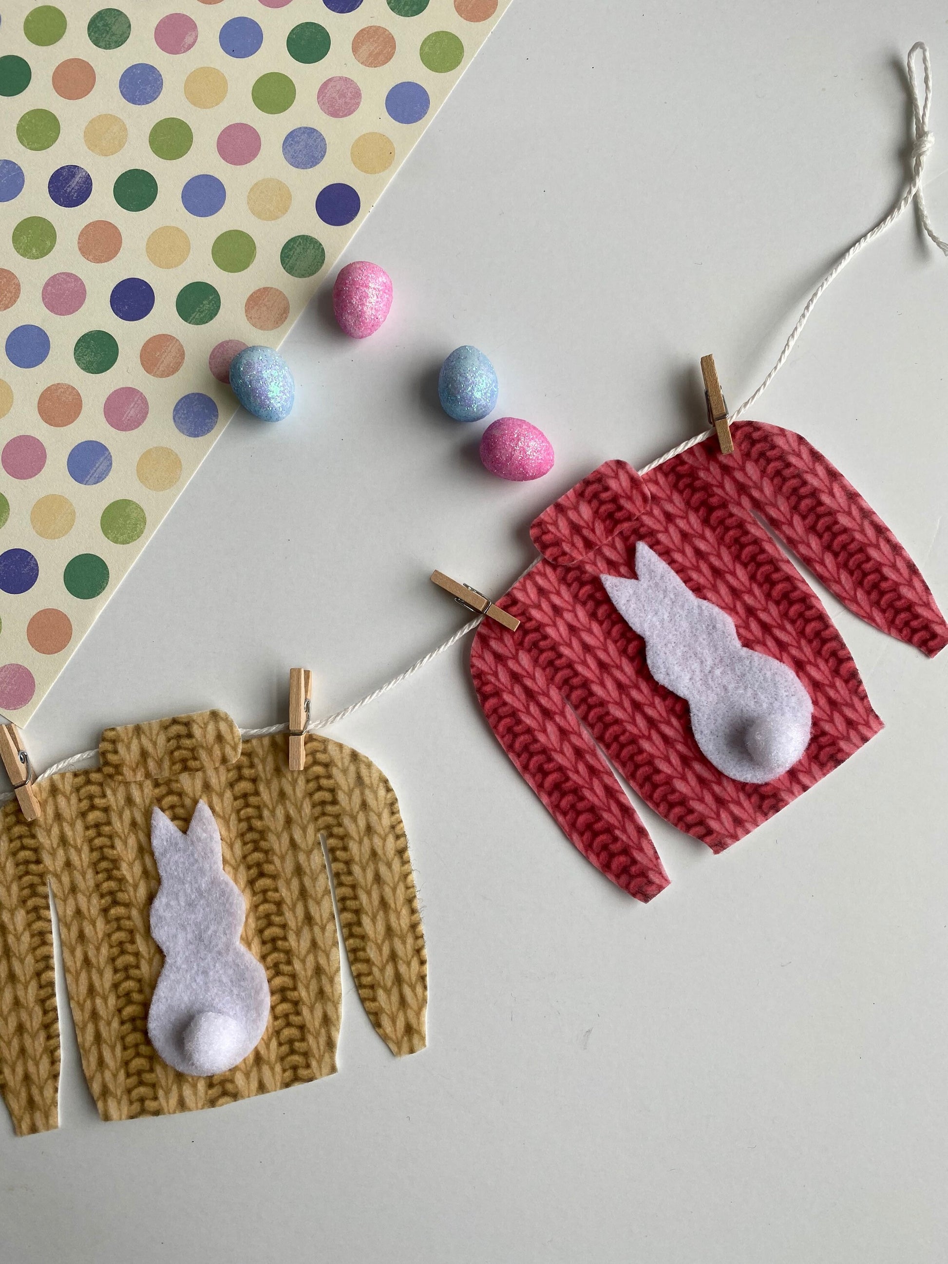 Ugly Easter Sweater Miniature Felt Clothesline Banner Garland Bunting Wall Hanging Decoration for spring