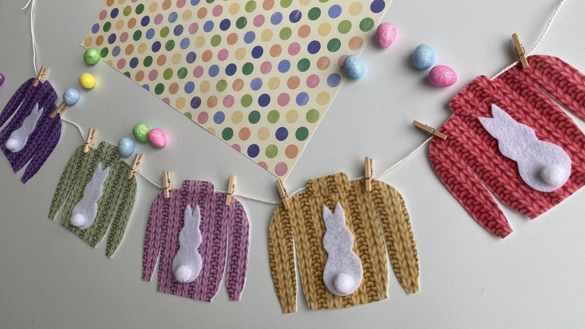Ugly Easter Sweater Miniature Felt Clothesline Banner Garland Bunting Wall Hanging Decoration for spring