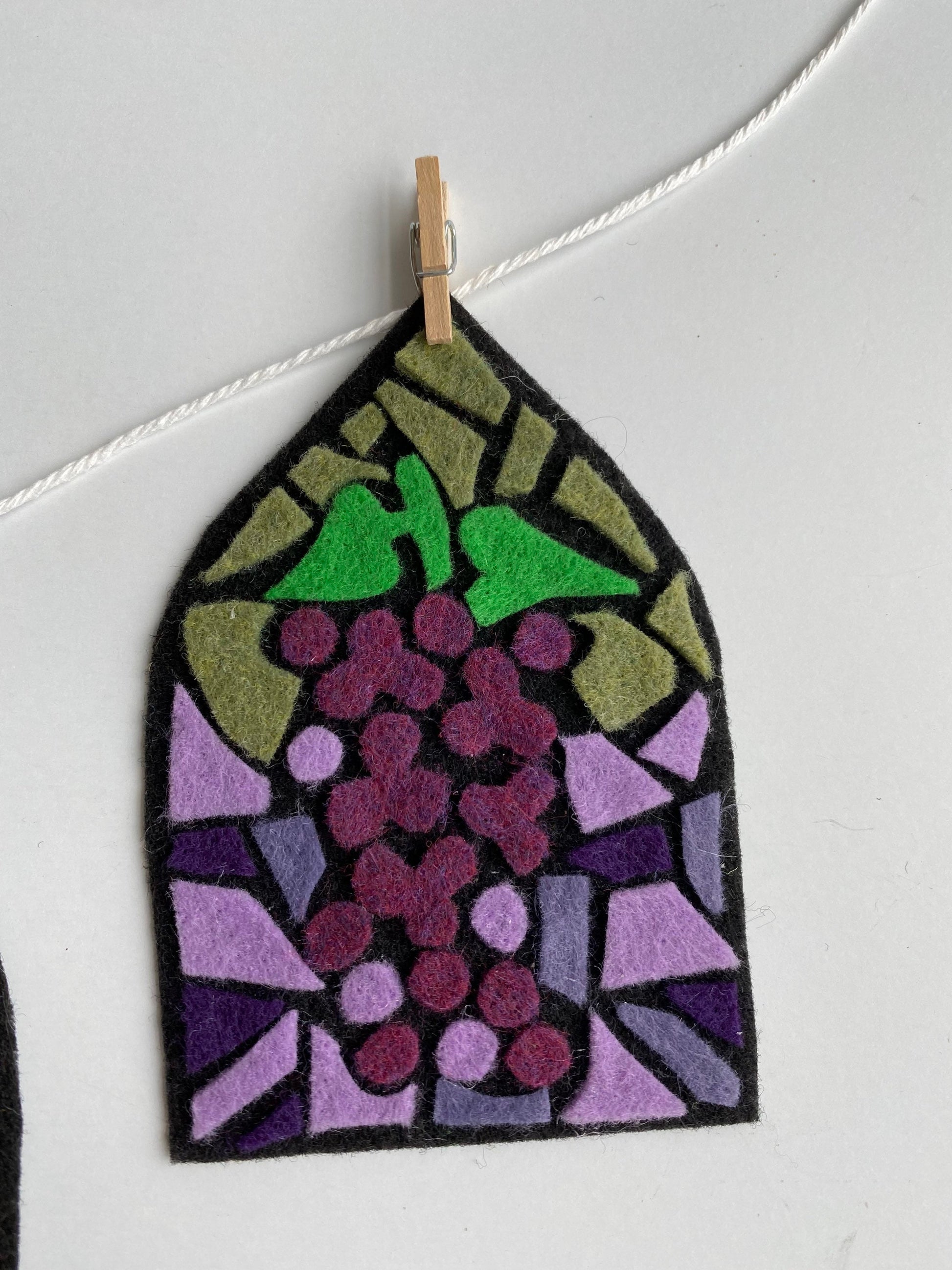 Easter Faux Stained Glass Windows Miniature Banner Felt Mosaic Garland Bunting Wall Hanging Decoration for church