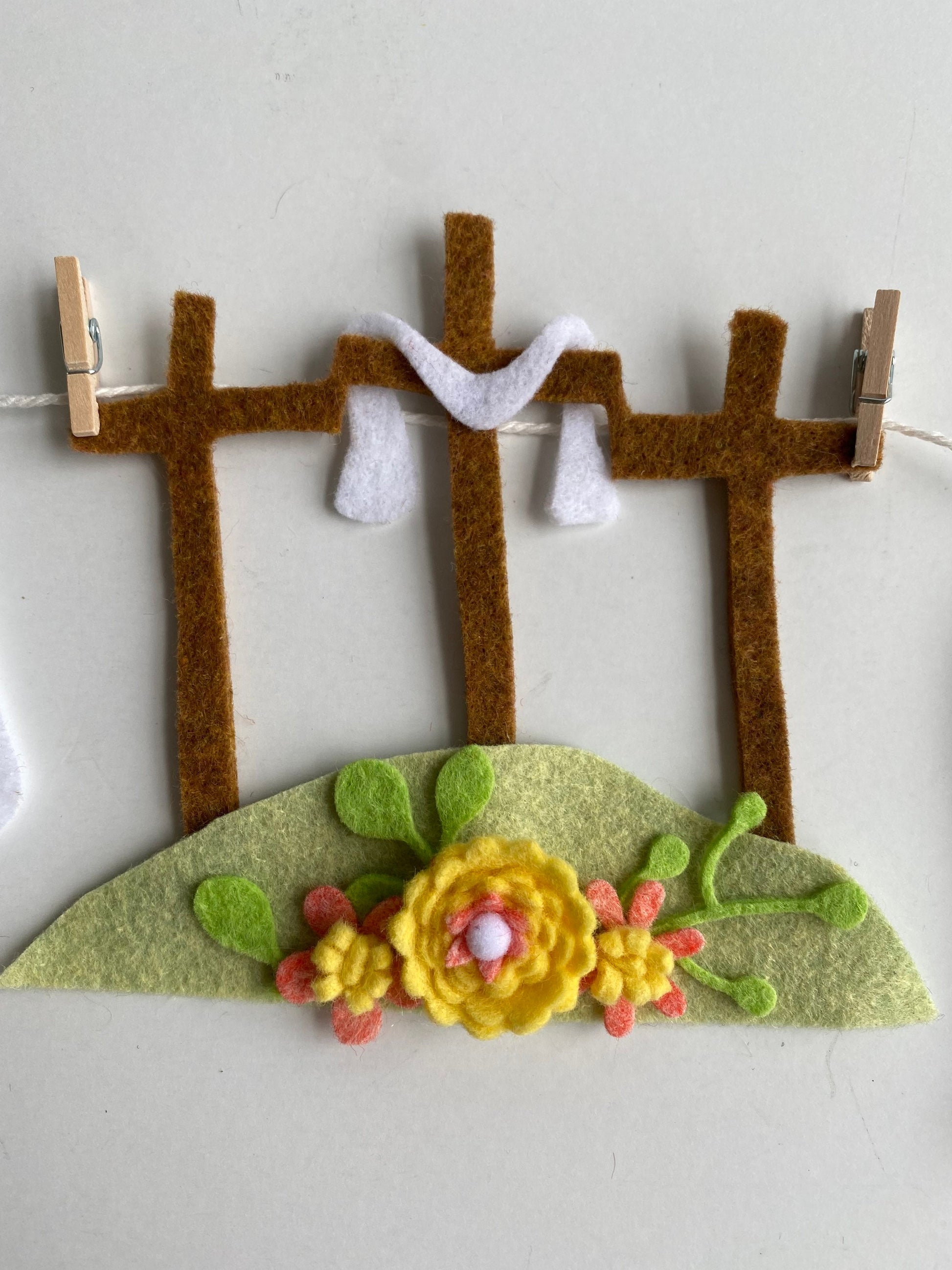 The Easter Story Nativity Clothesline Banner Miniature Felt Garland Bunting Wall Hanging Decoration