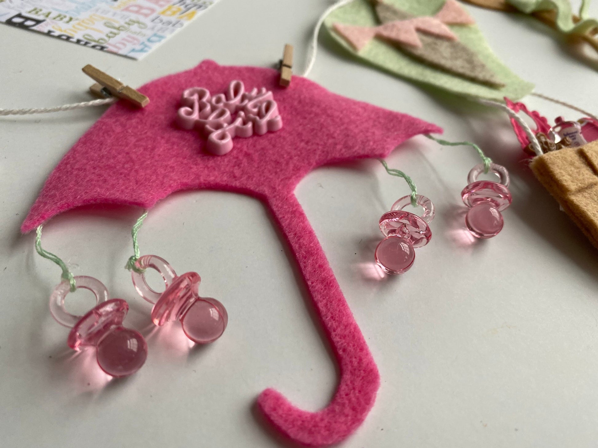 Baby Girl or Boy Miniature Clothesline Banner Shower Garland Bunting Nursery Wall Hanging Decoration