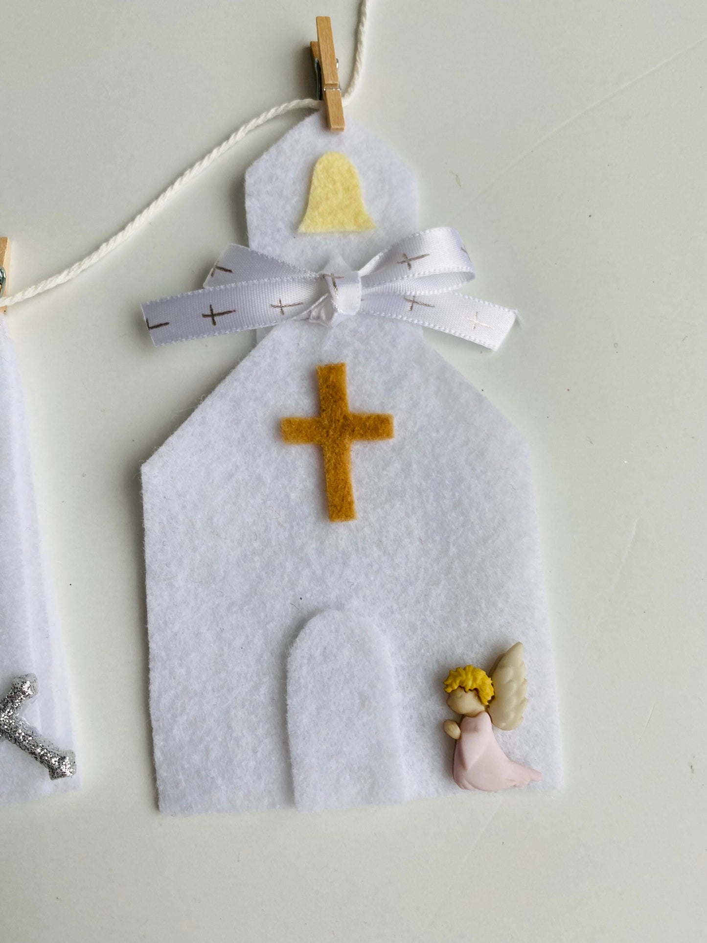 First Communion Banner Confirmation Garland Baptism Bunting Baby Dedication Wall Hanging Decoration for Celebration