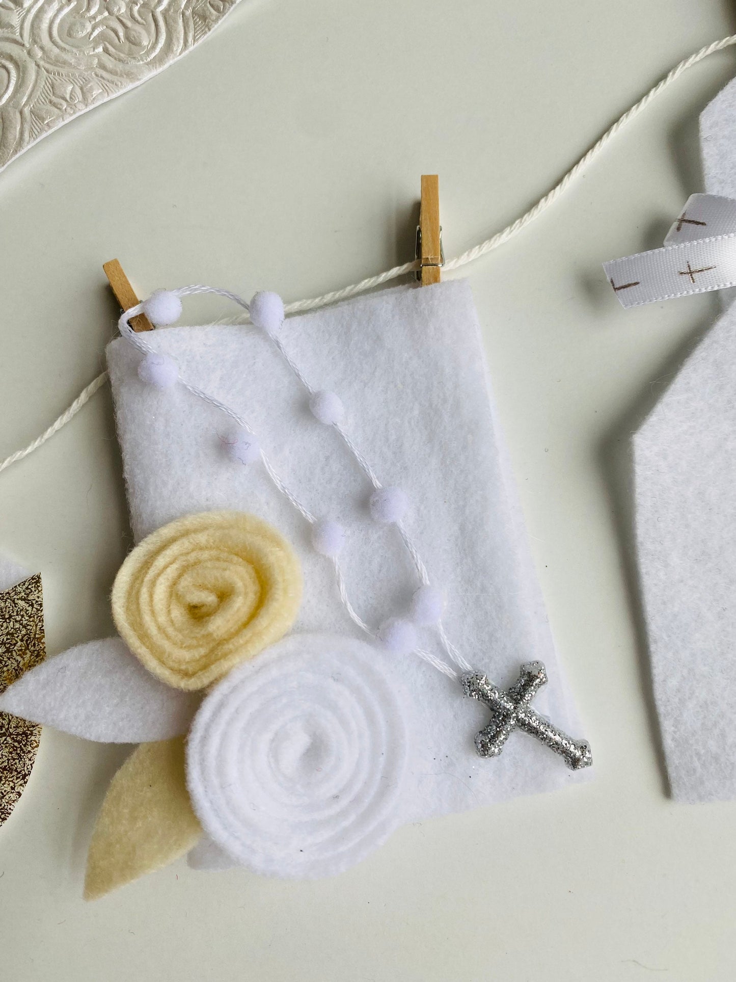 First Communion Banner Confirmation Garland Baptism Bunting Baby Dedication Wall Hanging Decoration for Celebration