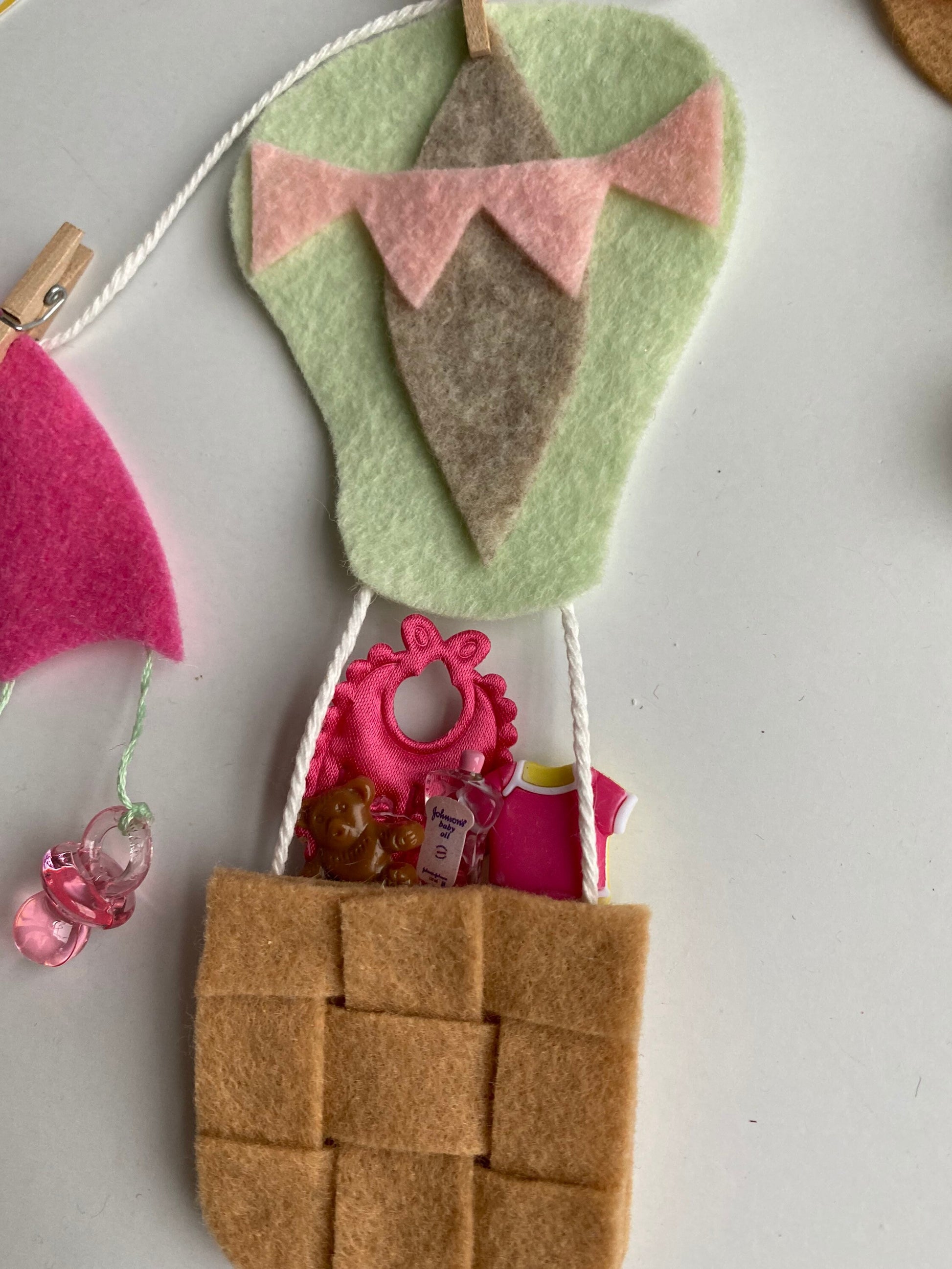 Baby Girl or Boy Miniature Clothesline Banner Shower Garland Bunting Nursery Wall Hanging Decoration