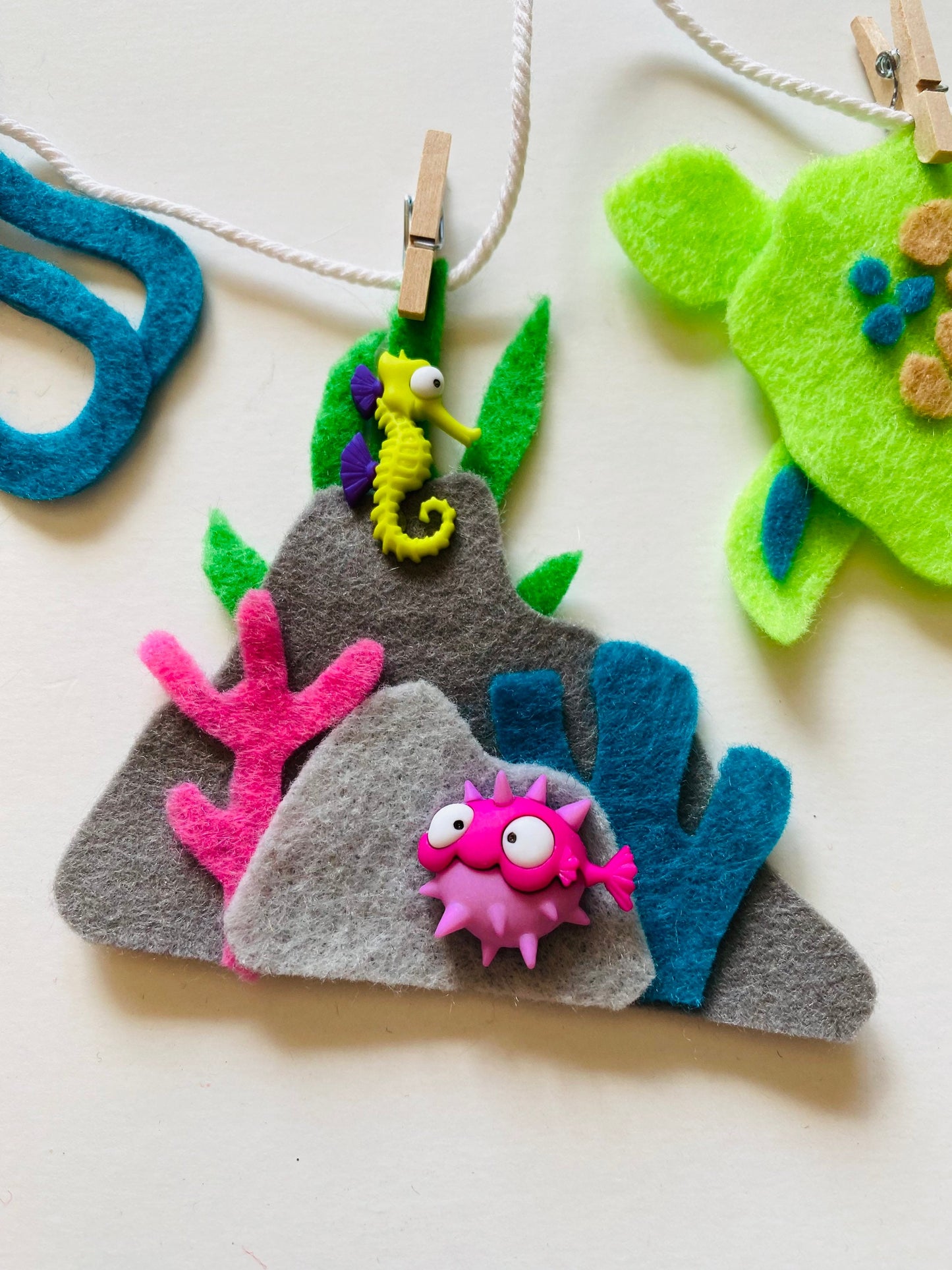 Scuba Diver Miniature Felt Clothesline Banner Wetsuit Bunting Coral Reef Garland Ocean Wall Hanging Decoration for Parties