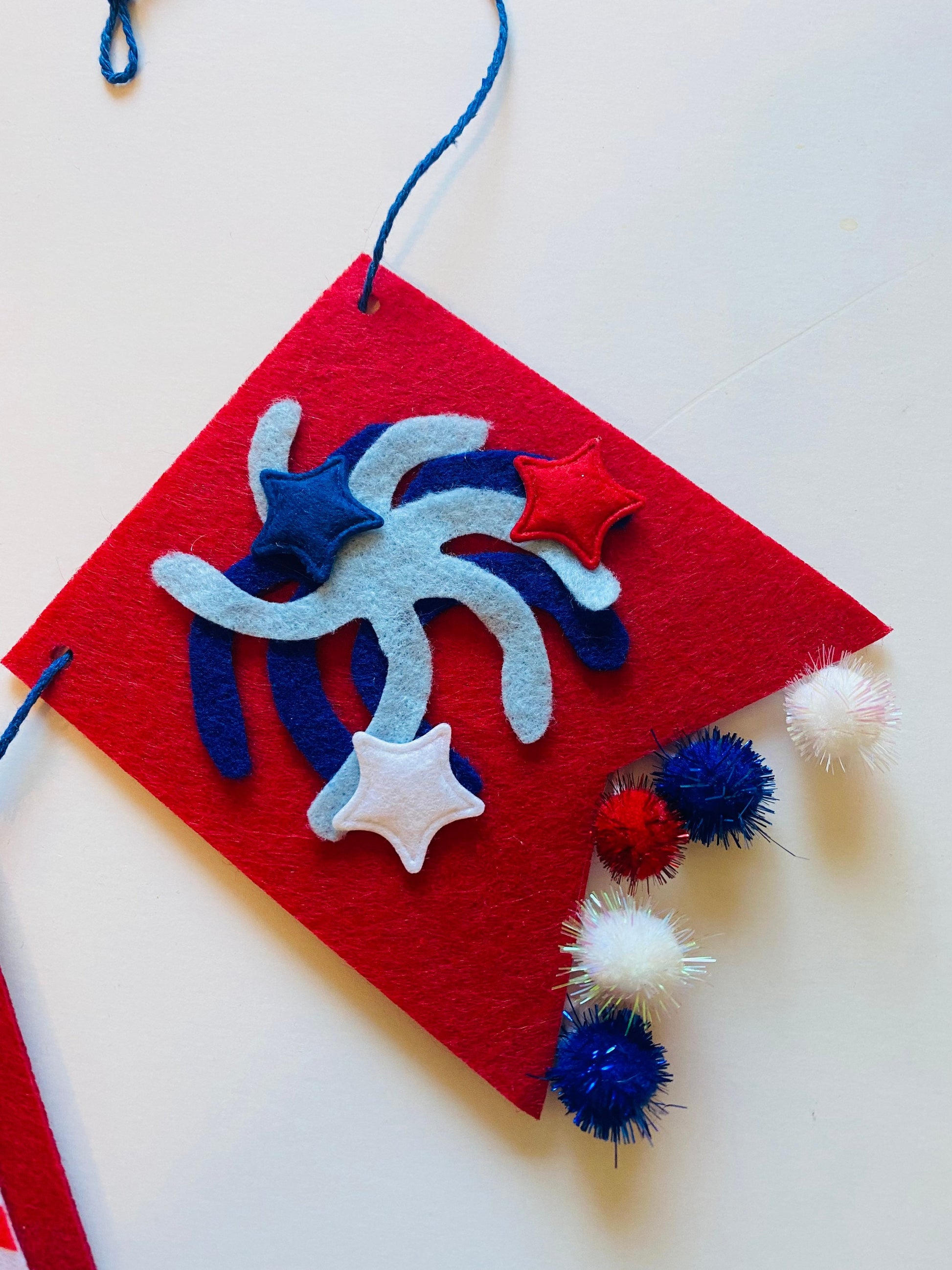 American Flag Banner Fireworks Garland Independence Day Flag Pennant Bunting for Decoration and Party