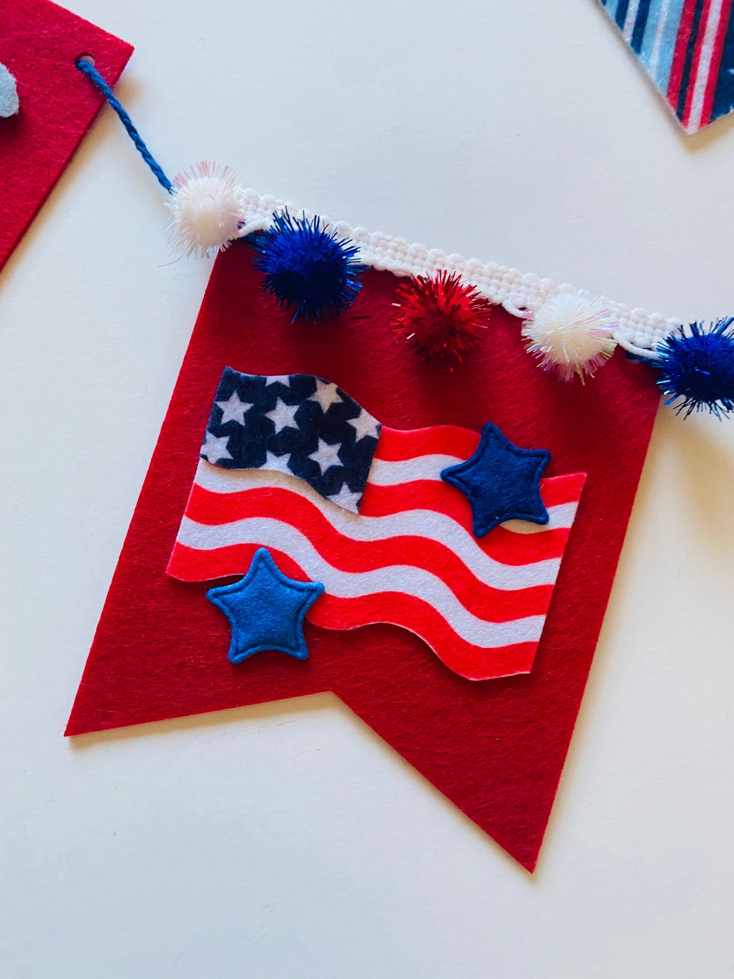 American Flag Banner Fireworks Garland Independence Day Flag Pennant Bunting for Decoration and Party