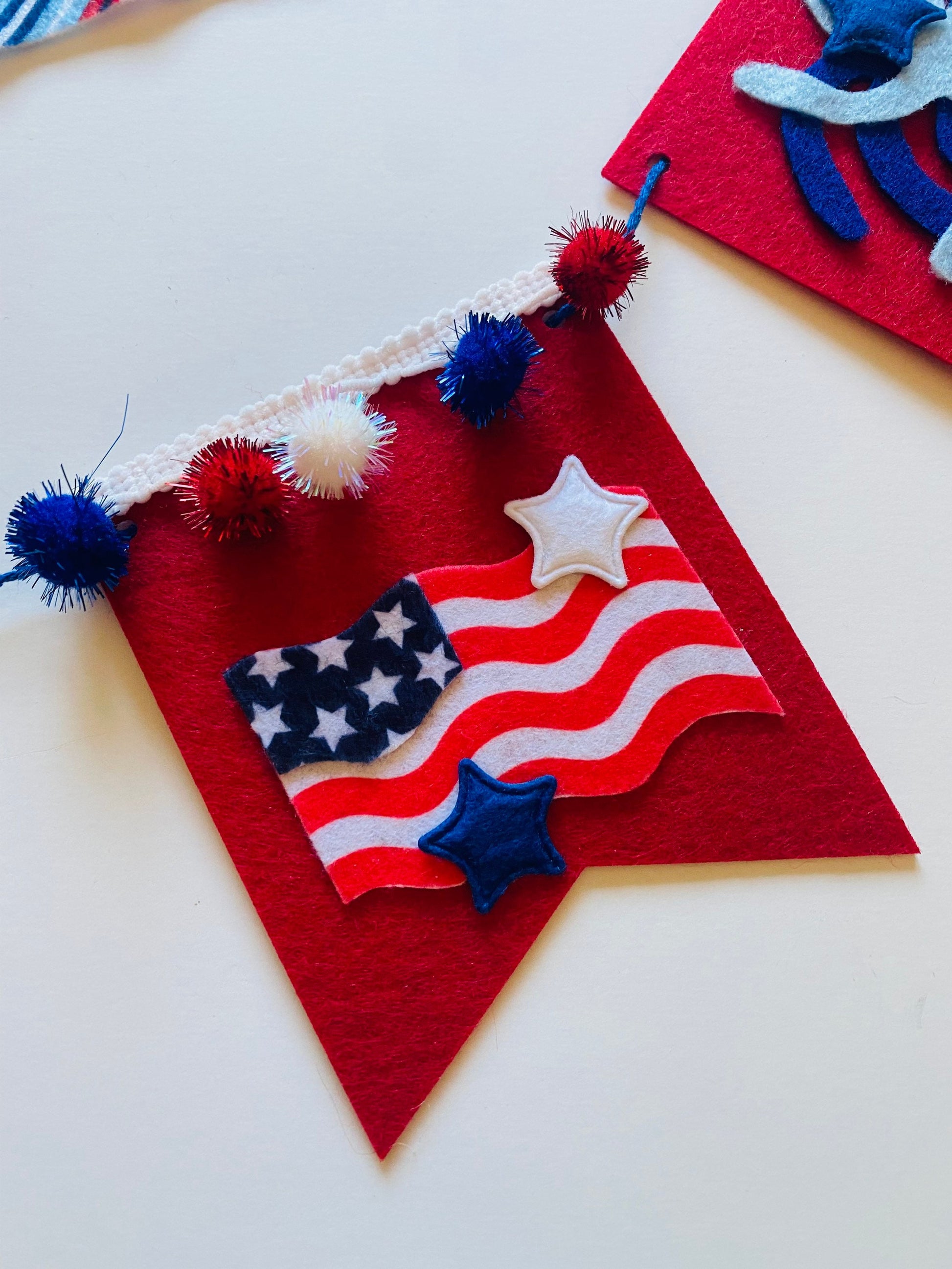 American Flag Banner Fireworks Garland Independence Day Flag Pennant Bunting for Decoration and Party