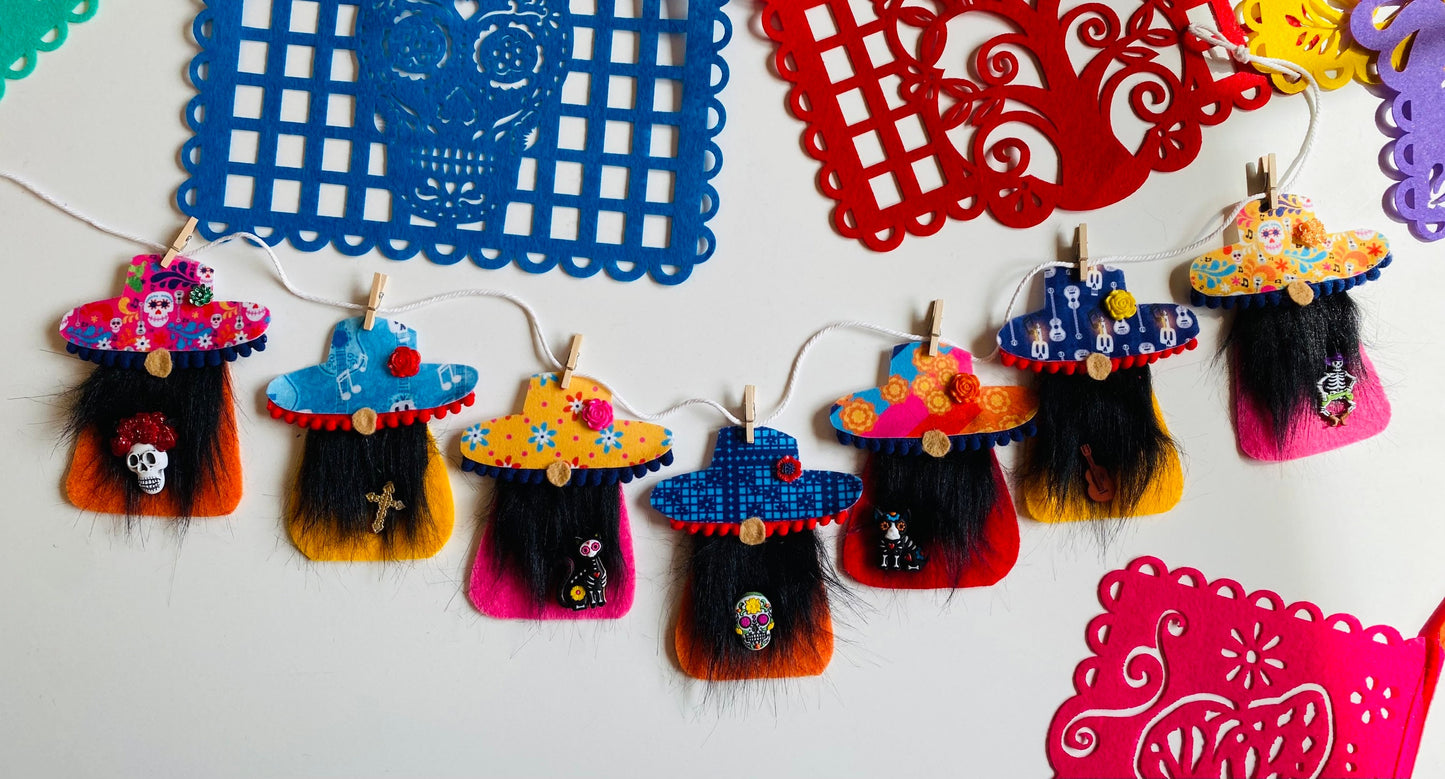 Day of the Dead Gnomes Banner Dia de los Muertos Garland bunting wall hanging decoration