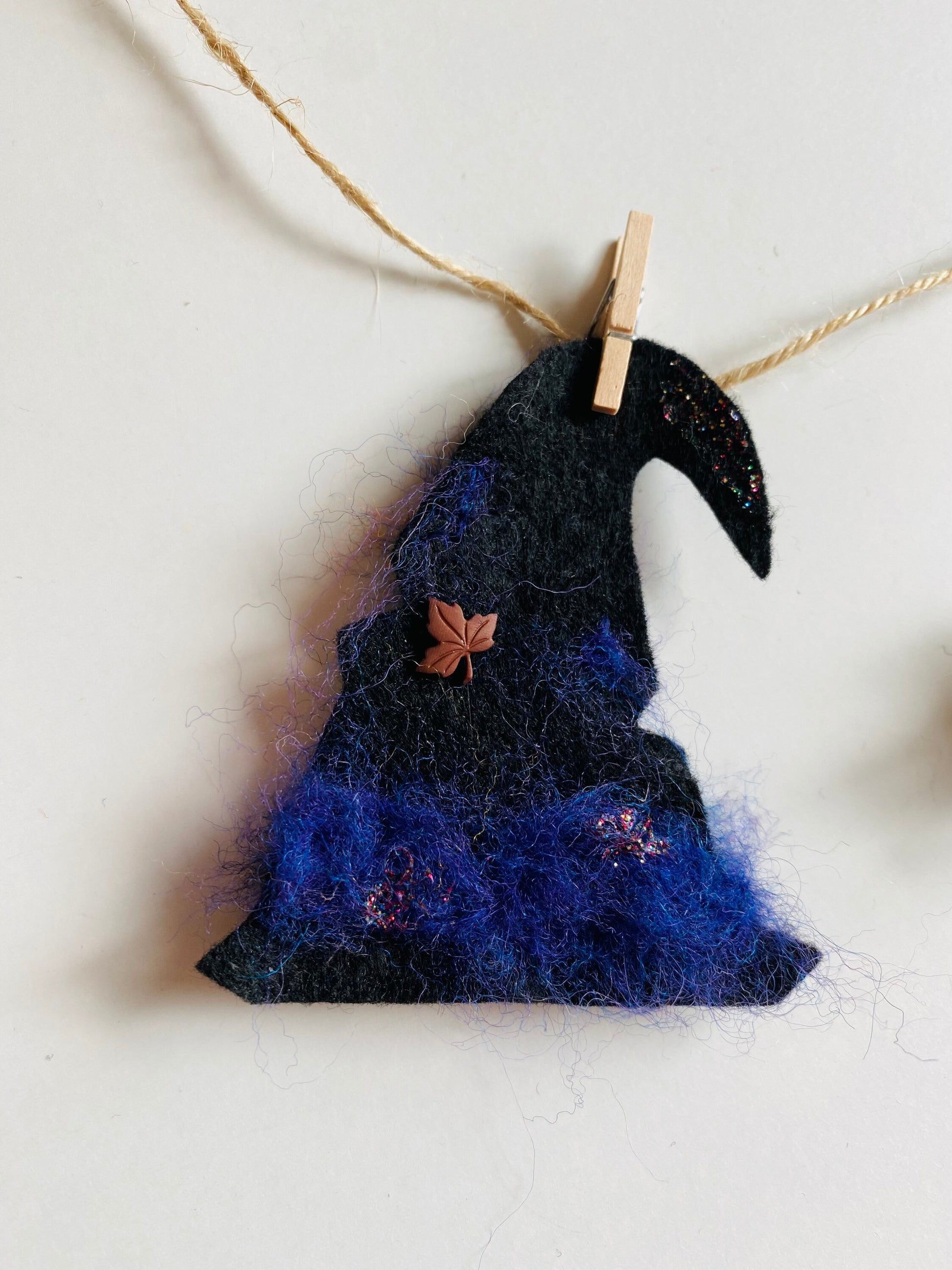 Felted Witch’s Hats Clothesline Banner Miniature Garland Bunting Wall Hanging Decoration for Halloween