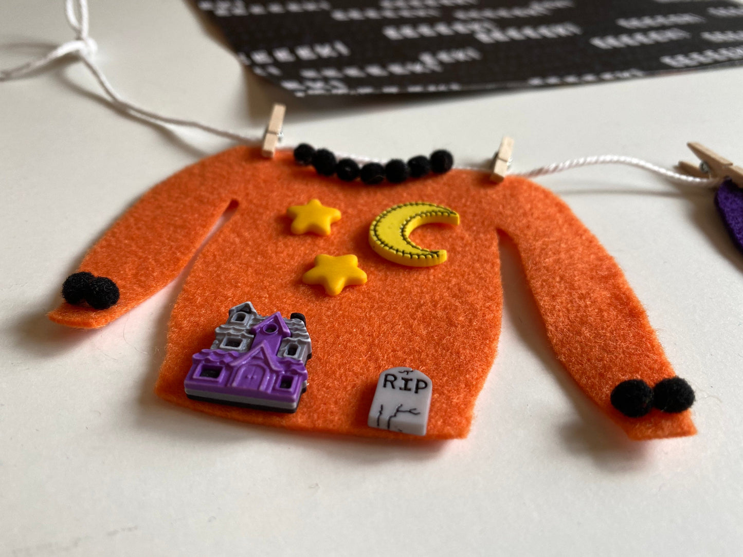 Halloween Ugly Sweater Miniature Felt Clothesline Banner Garland Bunting Wall Hanging Decoration for October