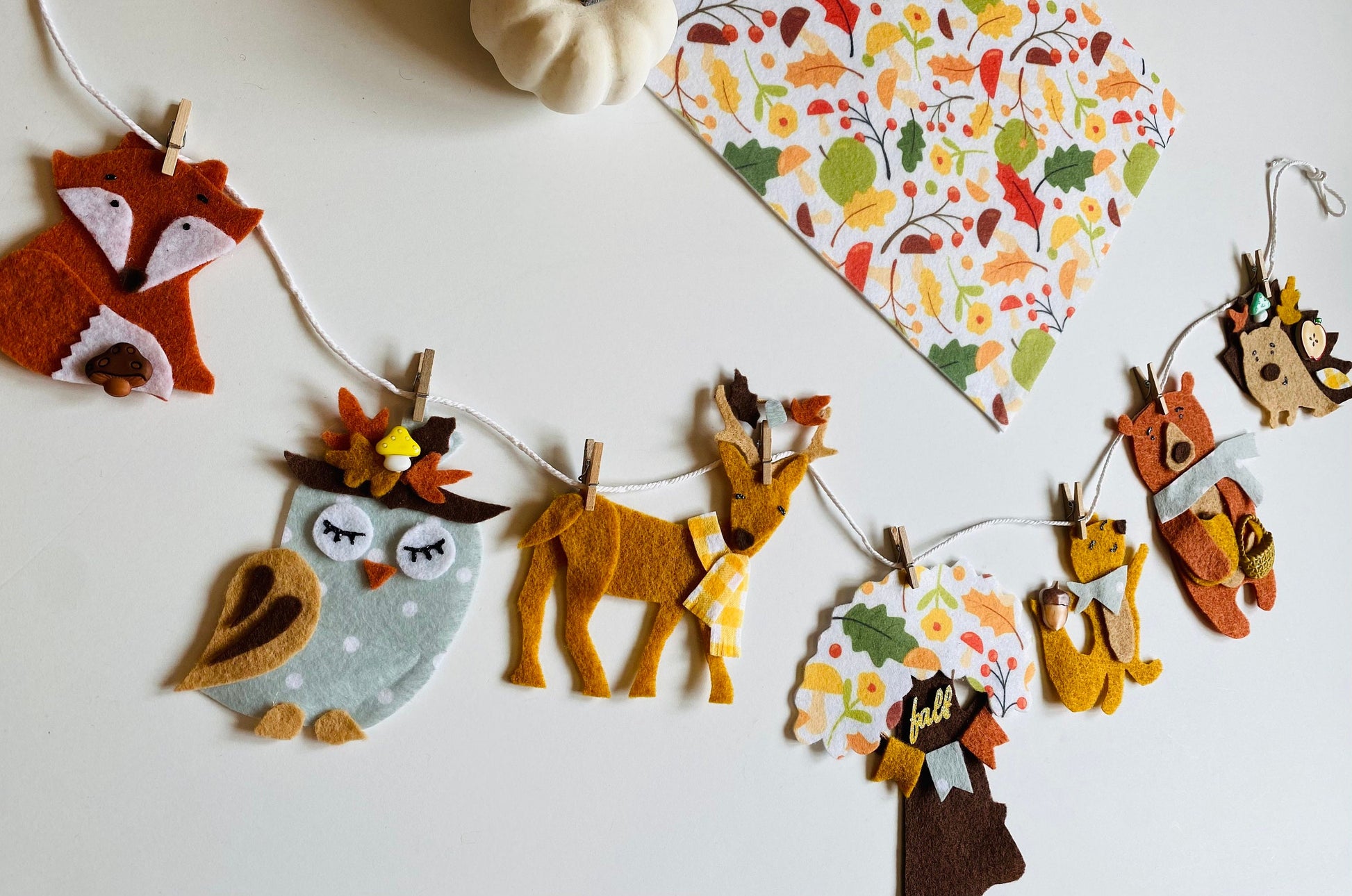 Woodland Animals Banner Autumn Forest Garland Fall Bunting Wall Hanging Decoration