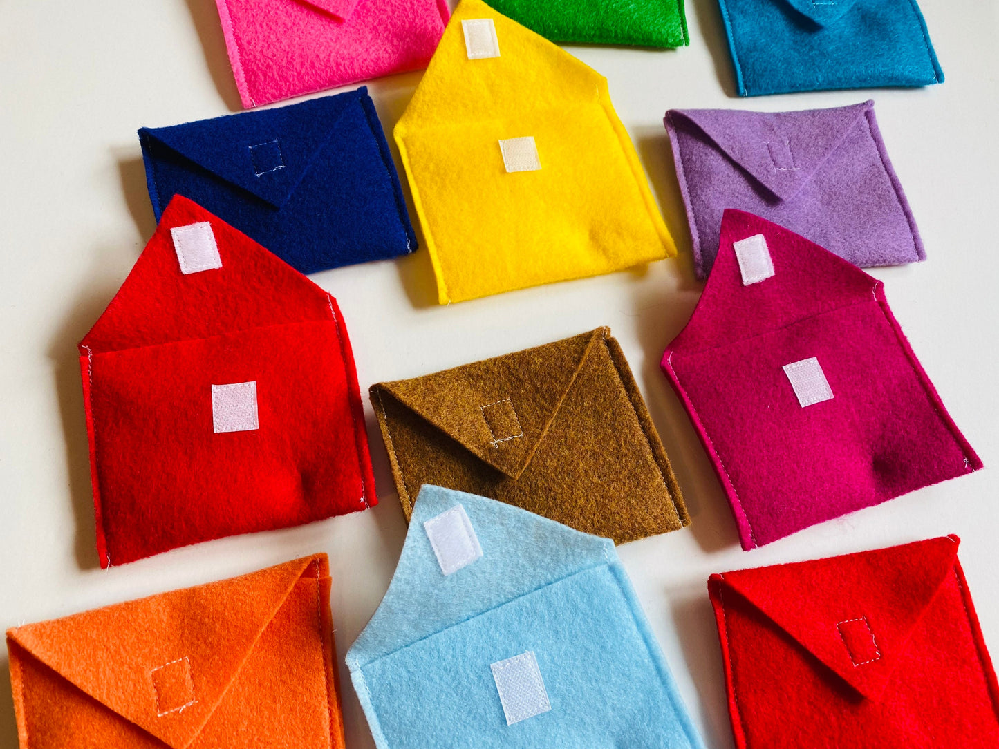 Monthly Felt Envelopes Miniature Pretend Play Mail for all Seasons with Velcro Enclosure Set of 12