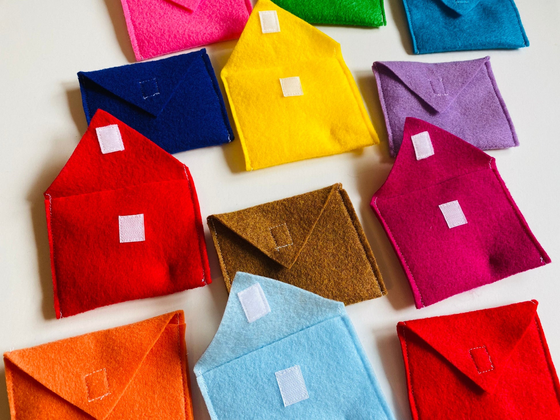 Monthly Felt Envelopes Miniature Pretend Play Mail for all Seasons with Velcro Enclosure Set of 12