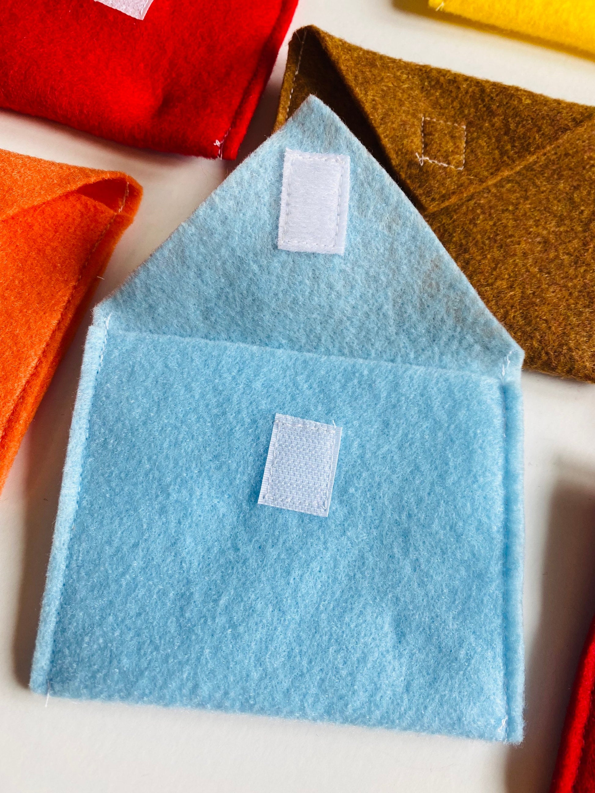 Monthly Felt Envelopes Miniature Pretend Play Mail for all Seasons with Velcro Enclosure Set of 12