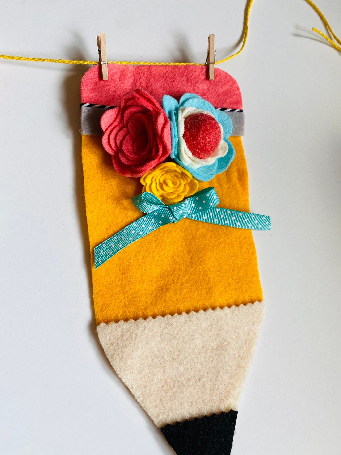 Pencil Flag Pennant Banner School Bunting Felt Flower Garland Teacher Wall Hanging Decoration for September