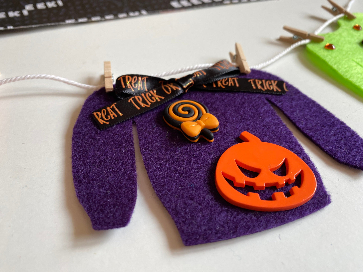 Halloween Ugly Sweater Miniature Felt Clothesline Banner Garland Bunting Wall Hanging Decoration for October