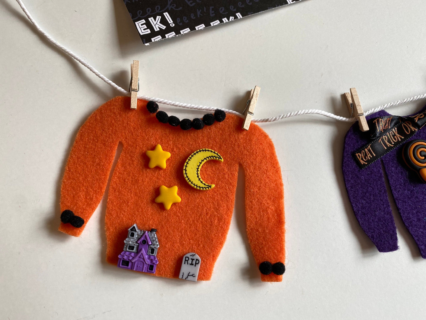 Halloween Ugly Sweater Miniature Felt Clothesline Banner Garland Bunting Wall Hanging Decoration for October