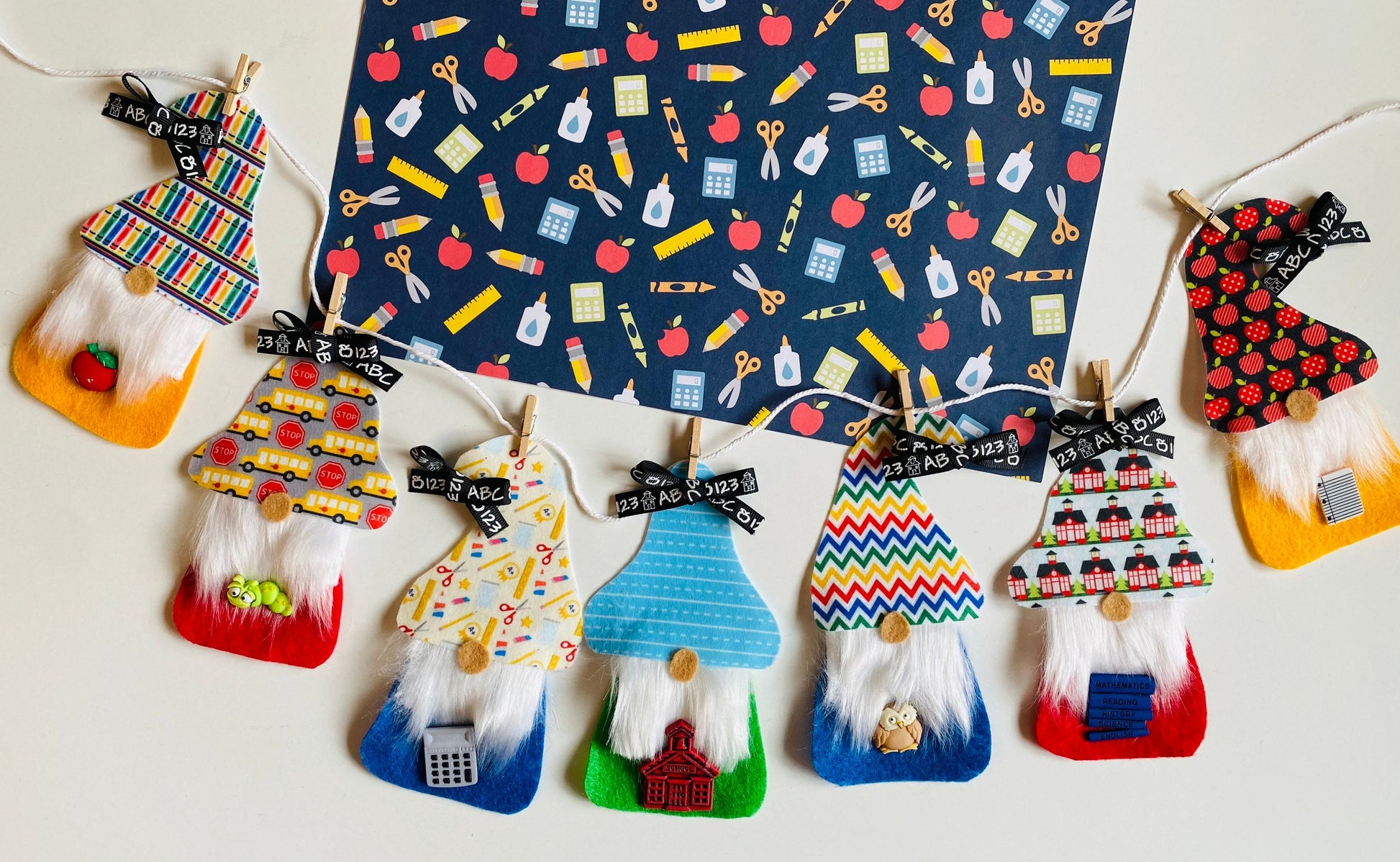 Back to School Gnomes with Beards Banner Teacher Garland Classroom Bunting Education Wall Hanging Decoration for September