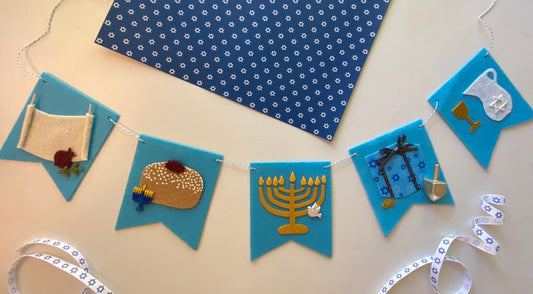 Hanukkah Felt Banner Garland Bunting Wall Hanging Decoration for December Jewish Holiday