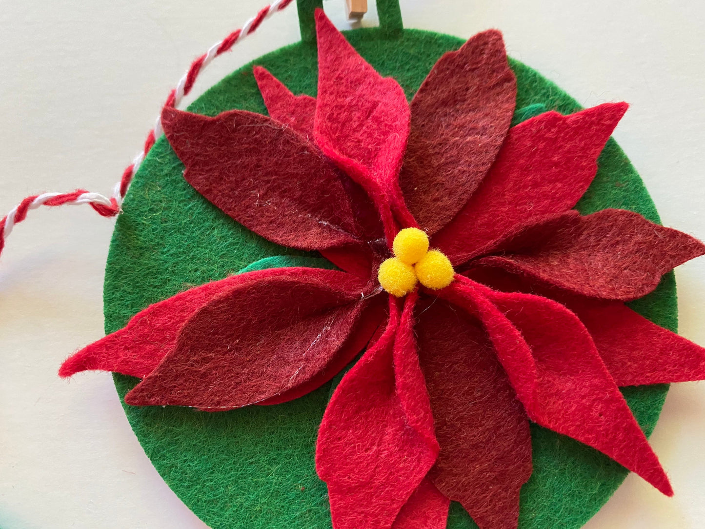 Felt Poinsettia Flower Christmas Holiday Ornament Garland Banner Bunting Wall Hanging Decoration for December