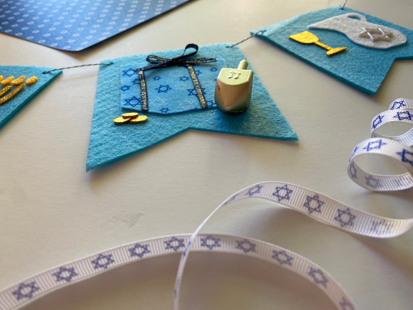 Hanukkah Felt Banner Garland Bunting Wall Hanging Decoration for December Jewish Holiday