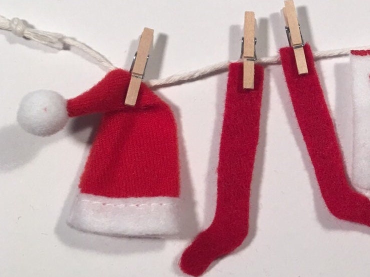 Santa's Laundry Clothesline Christmas decoration featuring Santa's underwear