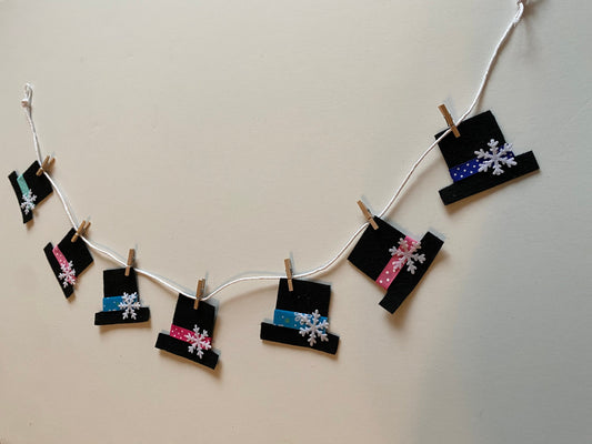 Snowman Hat Miniature Felt Banner Garland Bunting Wall Hanging Winter Decoration for January
