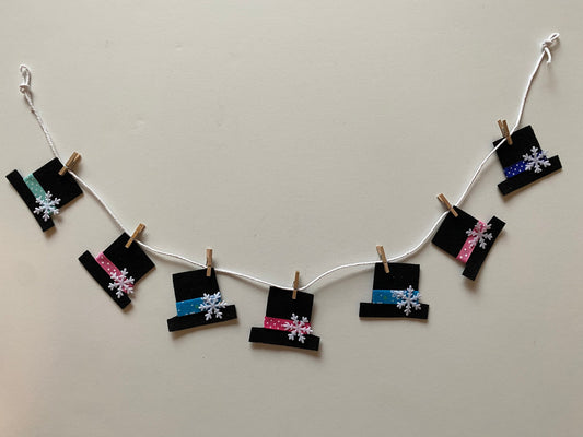 Snowman Hat Miniature Felt Banner Garland Bunting Wall Hanging Winter Decoration for January