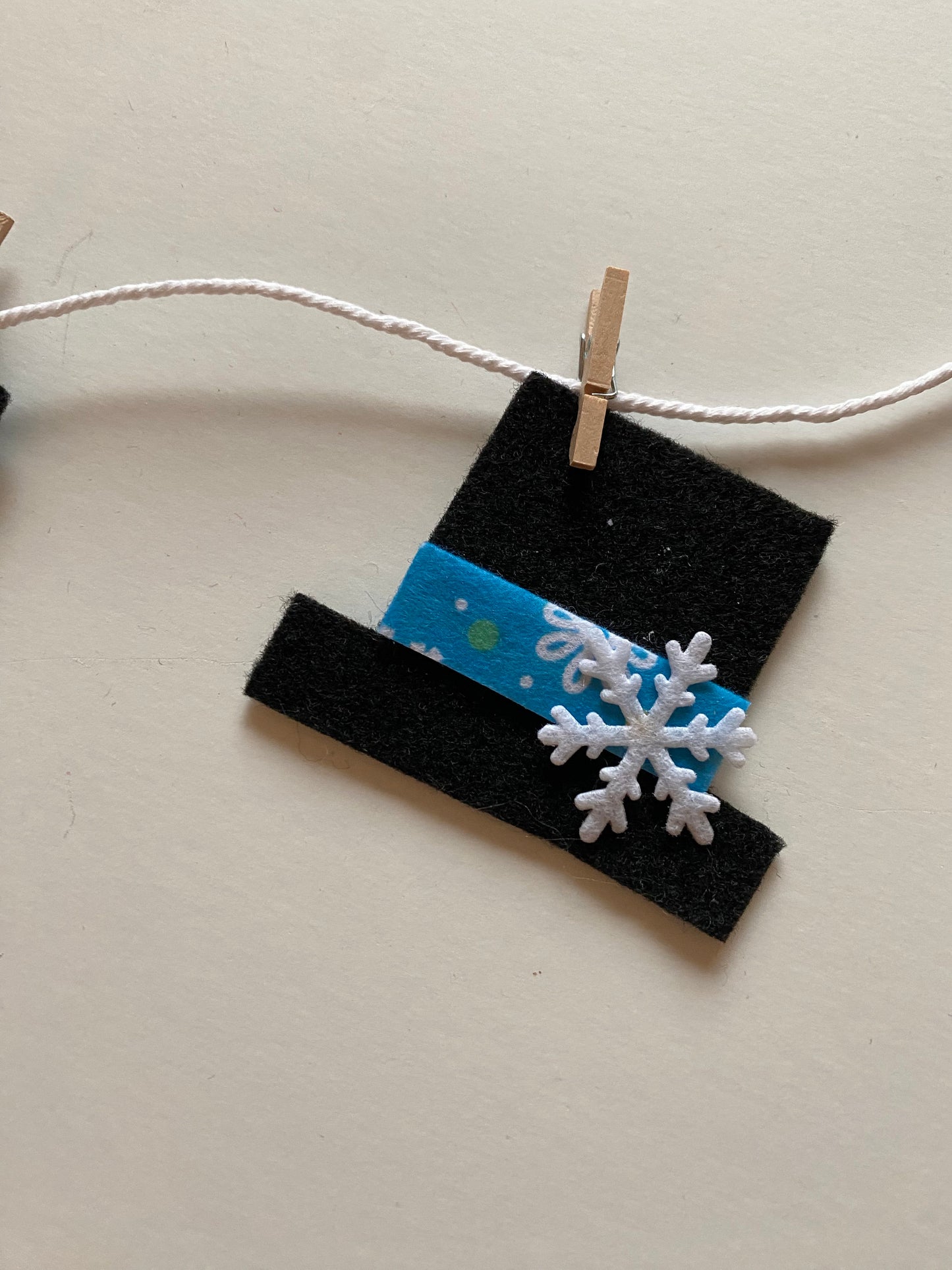 Snowman Hat Miniature Felt Banner Garland Bunting Wall Hanging Winter Decoration for January