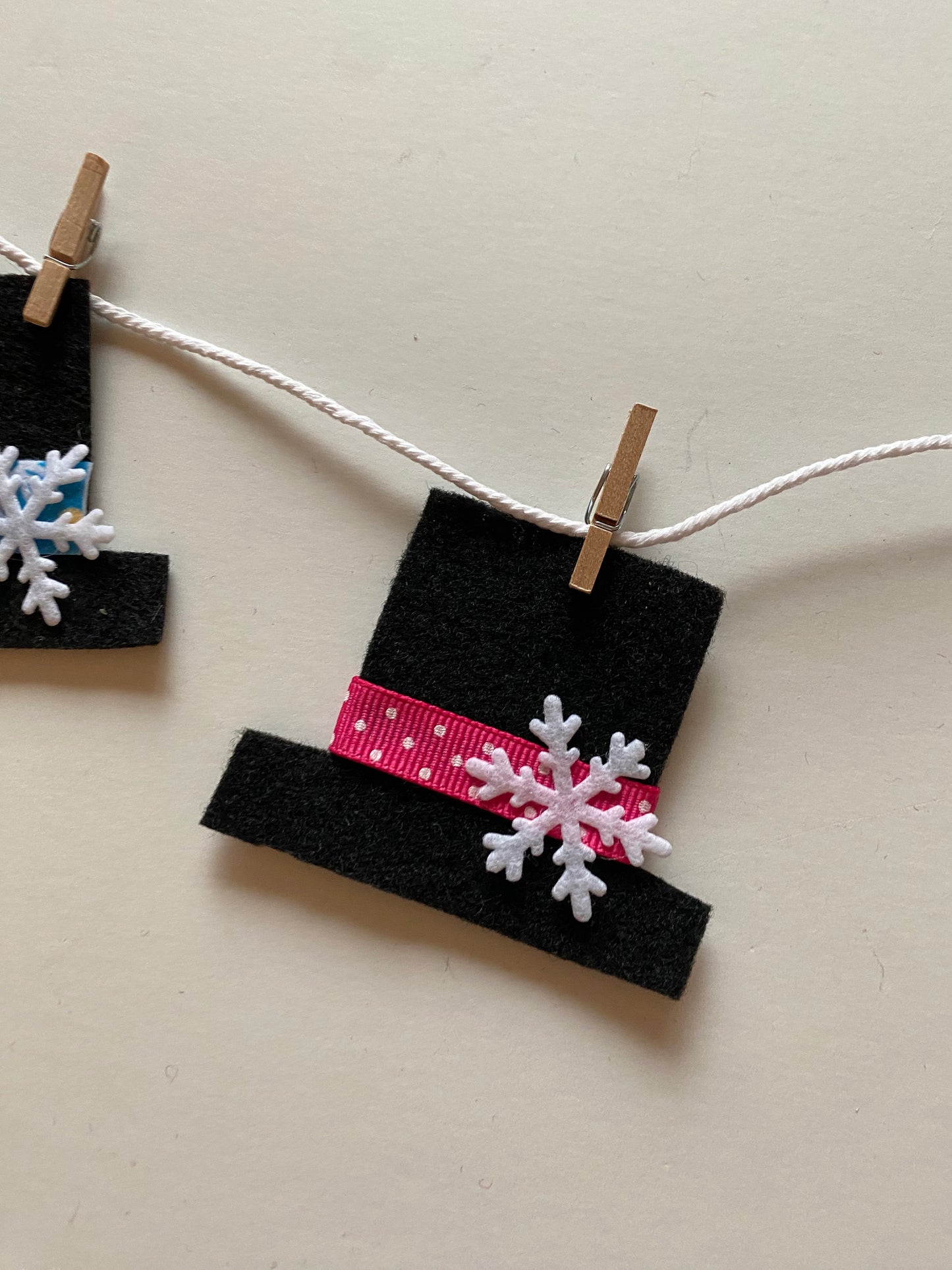 Snowman Hat Miniature Felt Banner Garland Bunting Wall Hanging Winter Decoration for January