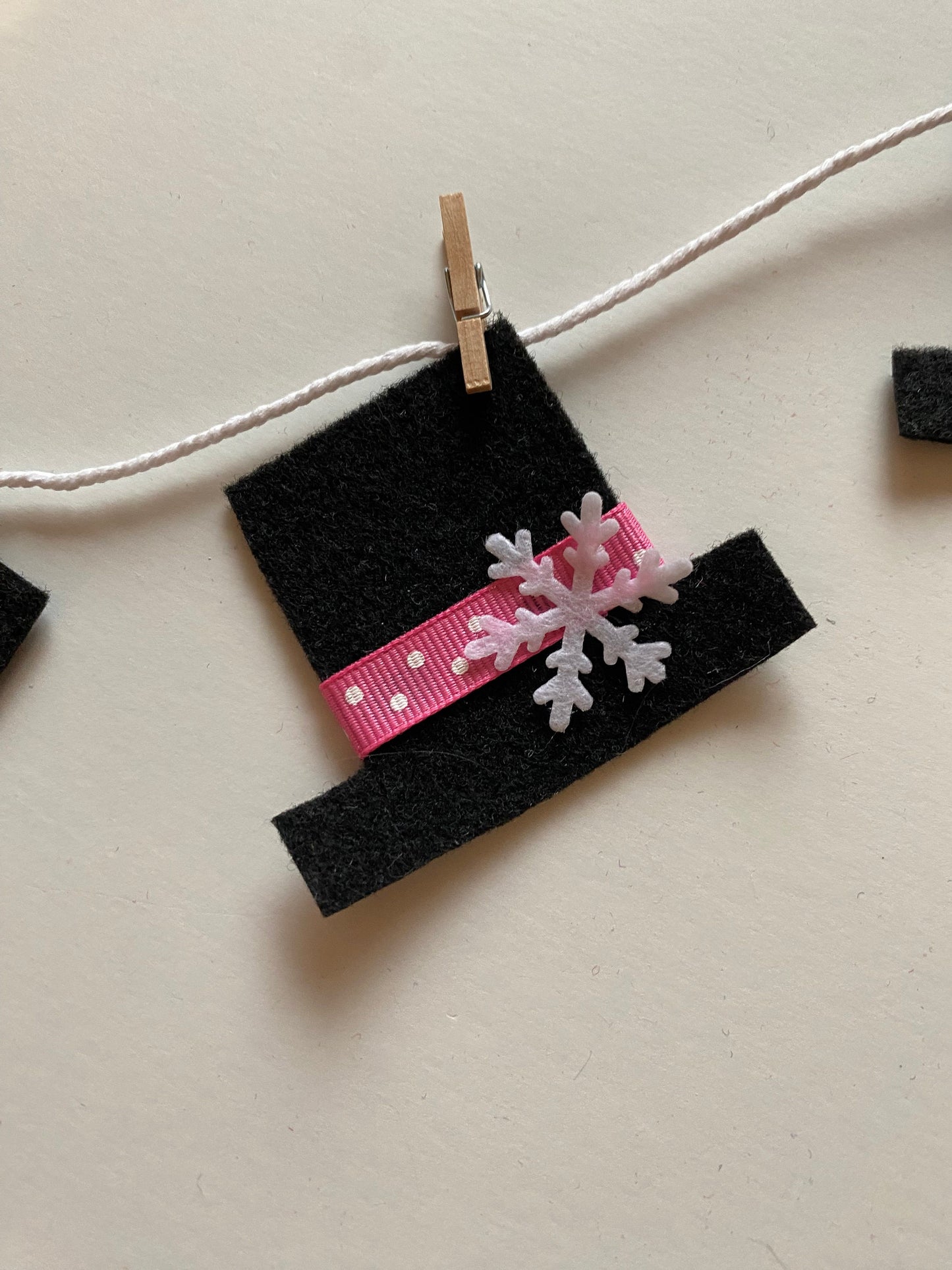 Snowman Hat Miniature Felt Banner Garland Bunting Wall Hanging Winter Decoration for January