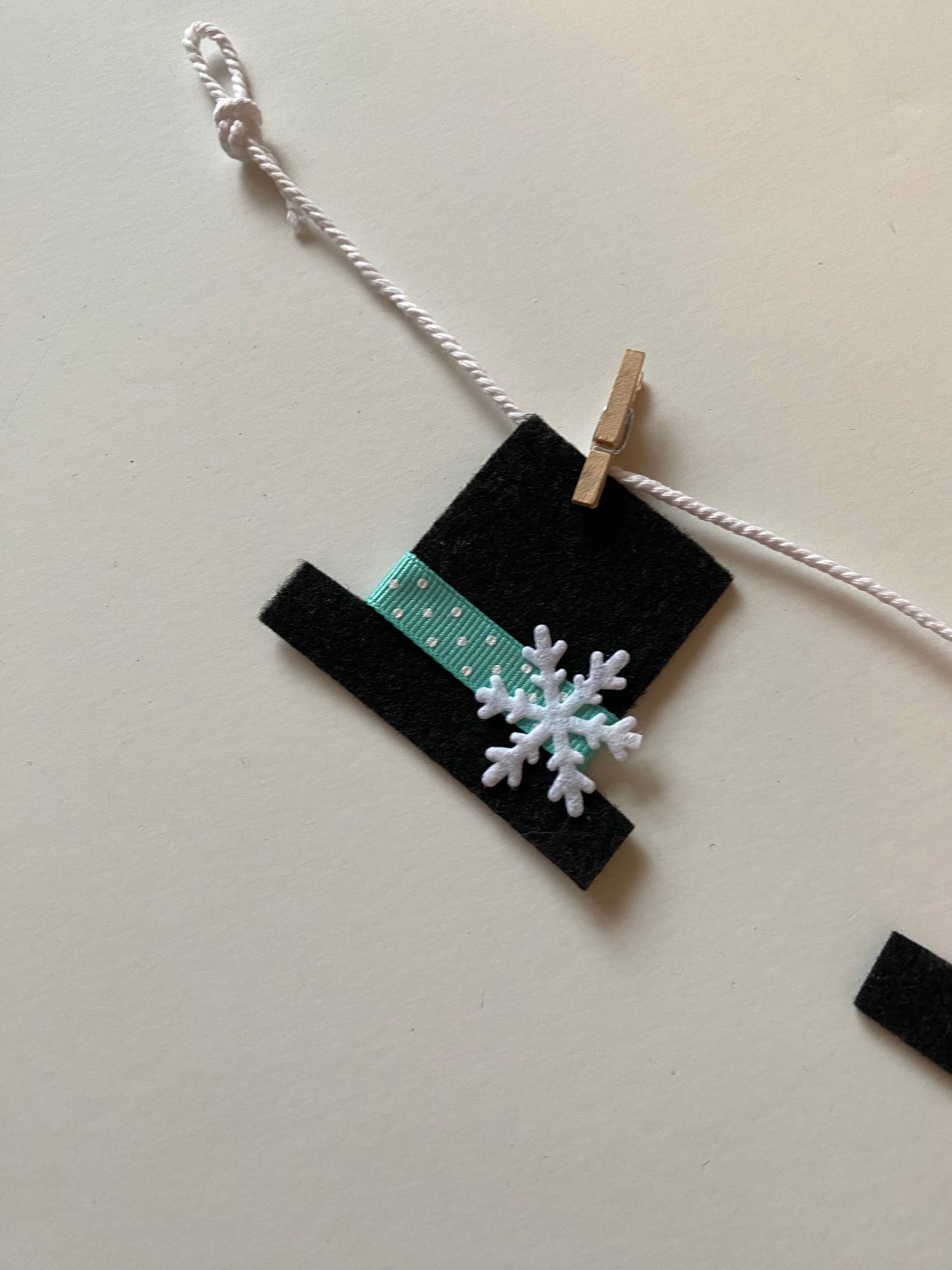 Snowman Hat Miniature Felt Banner Garland Bunting Wall Hanging Winter Decoration for January