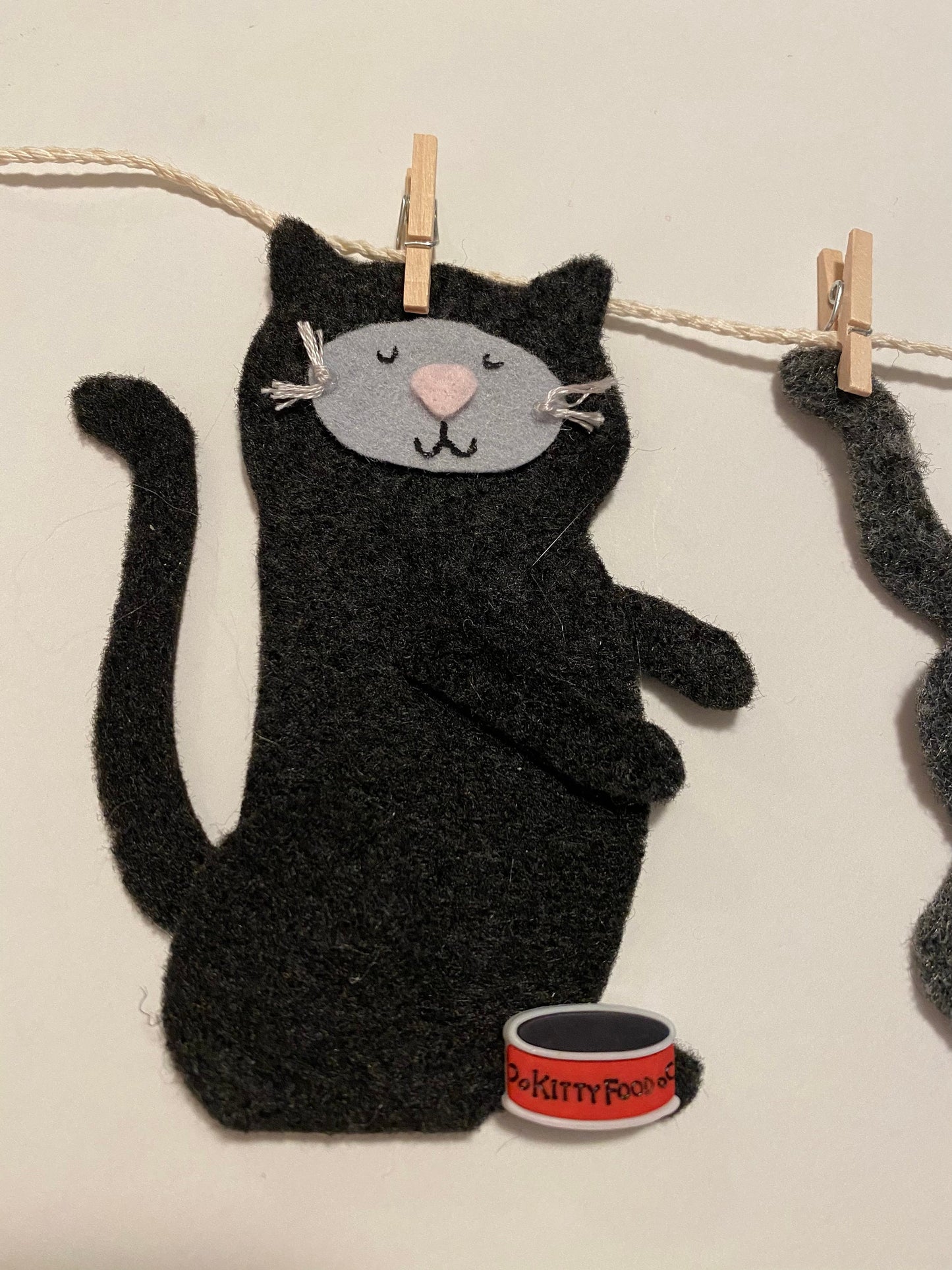 Cat Banner, Miniature Felt Kitten Garland, Feline Wall Hanging Decoration