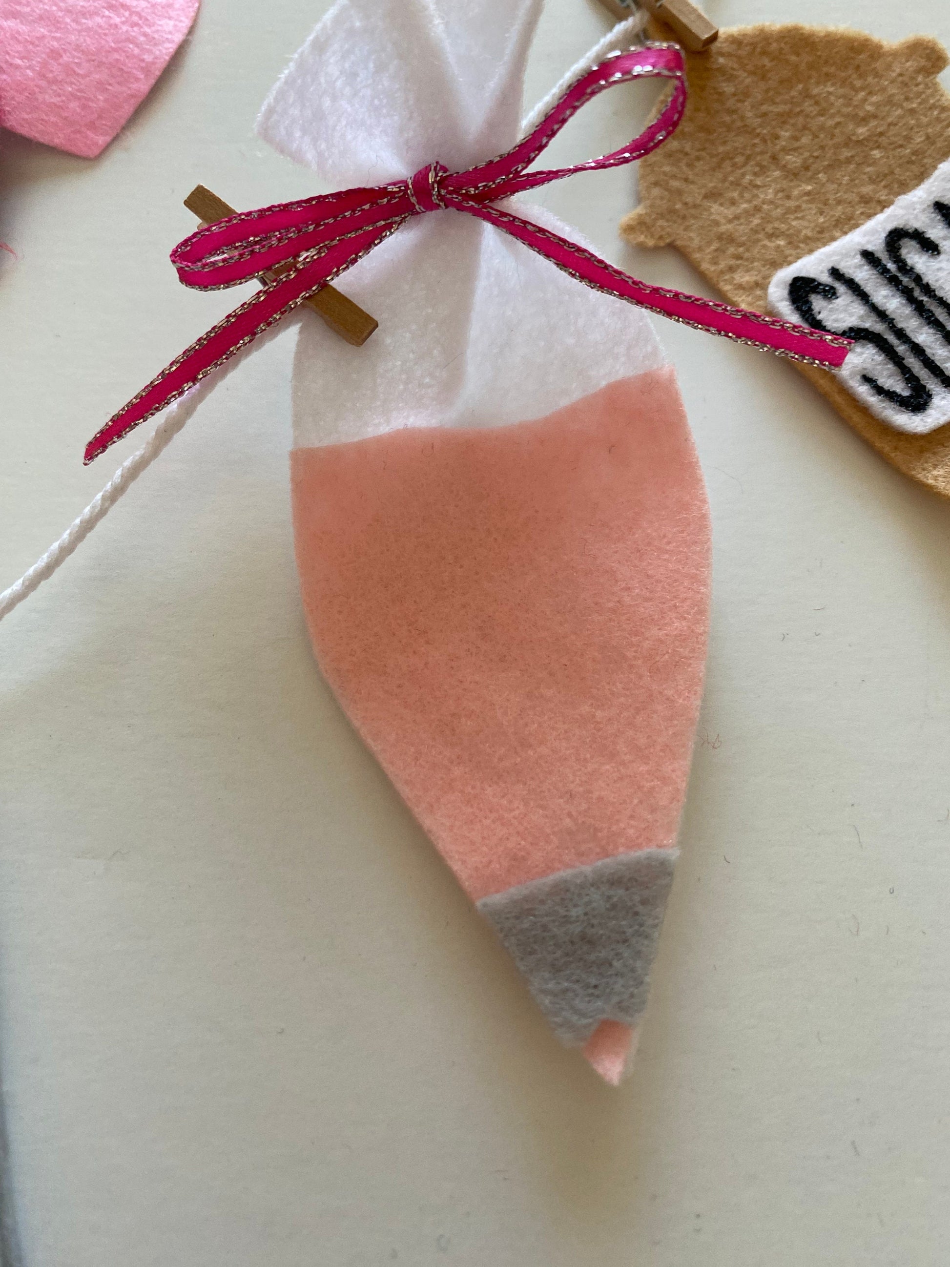 Sweet Treats Baking Miniature Felt Clothesline Banner Garland Bunting Wall Hanging Decoration for Valentine’s Day