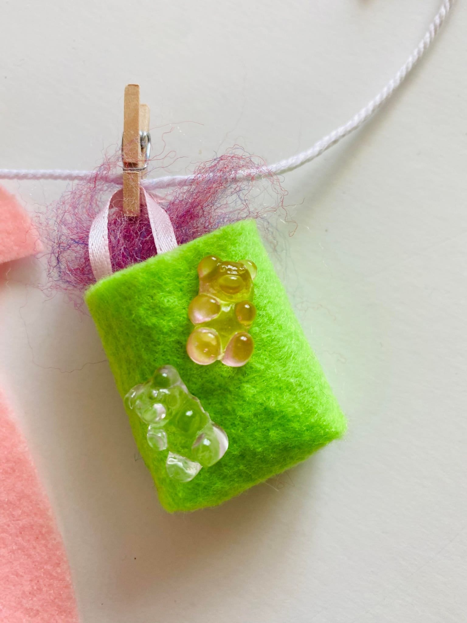 Easter Egg Hunt Miniature Felt Clothesline Banner, Easter Candy Garland, Easter Basket Bunting Wall Hanging Decoration