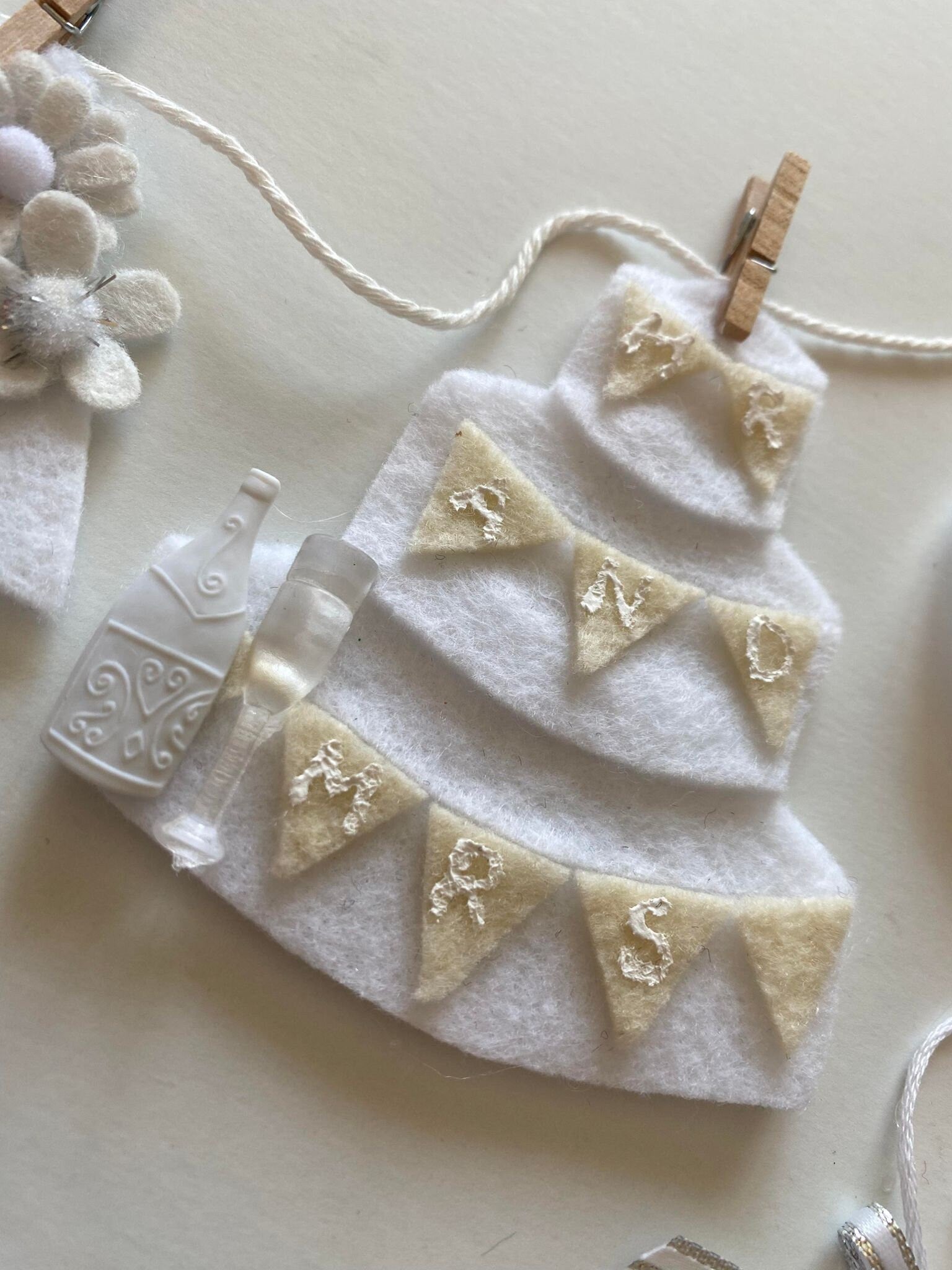 Bridal Shower Miniature Felt Banner, Wedding Garland, Wall Hanging Bunting Decoration for Bride